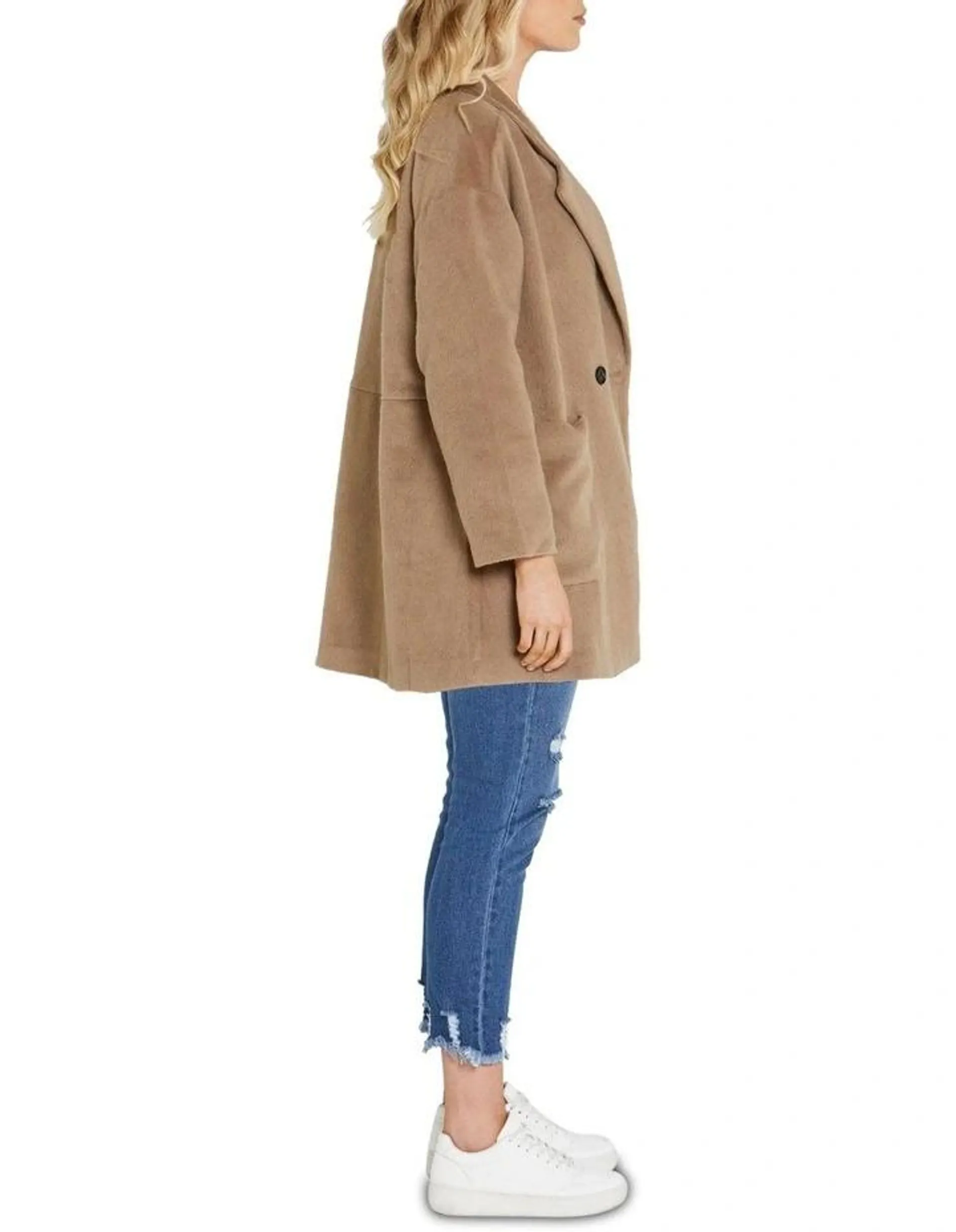 Arden Double Breasted Coat in Brown