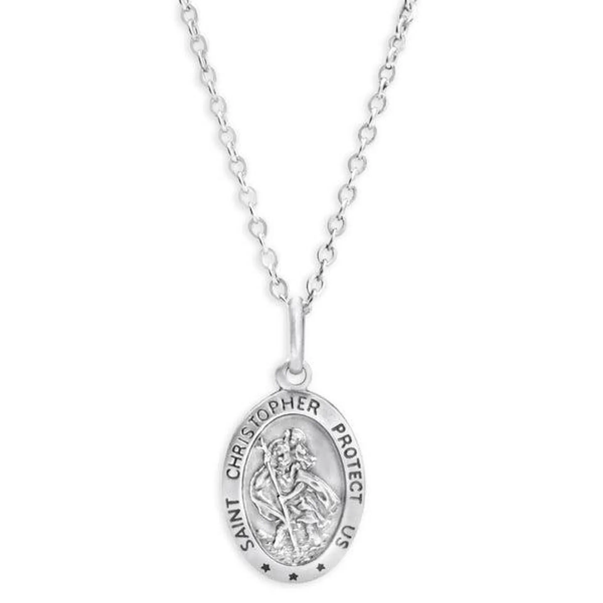 Sterling Silver St Christopher Oval Pendant