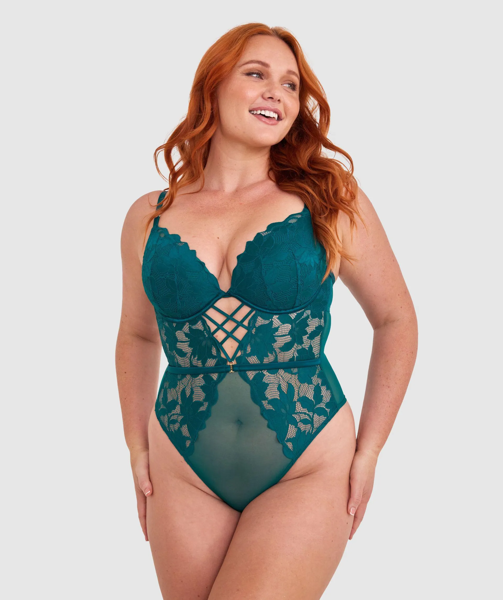 Ellie Contour Plunge Bodysuit - Dark Green