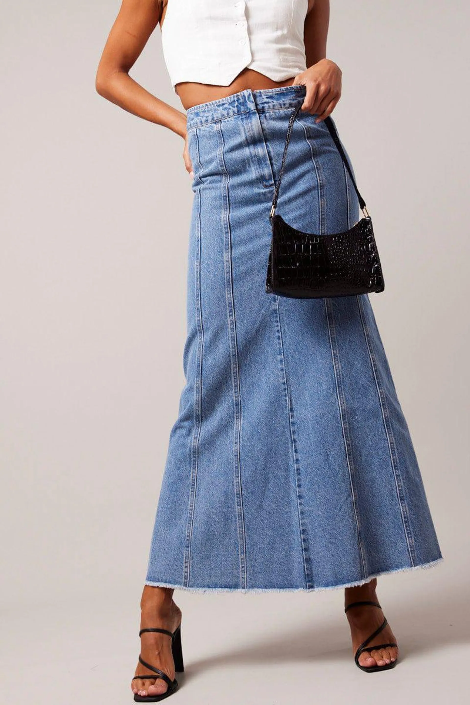 Blue Denim Skirt Maxi