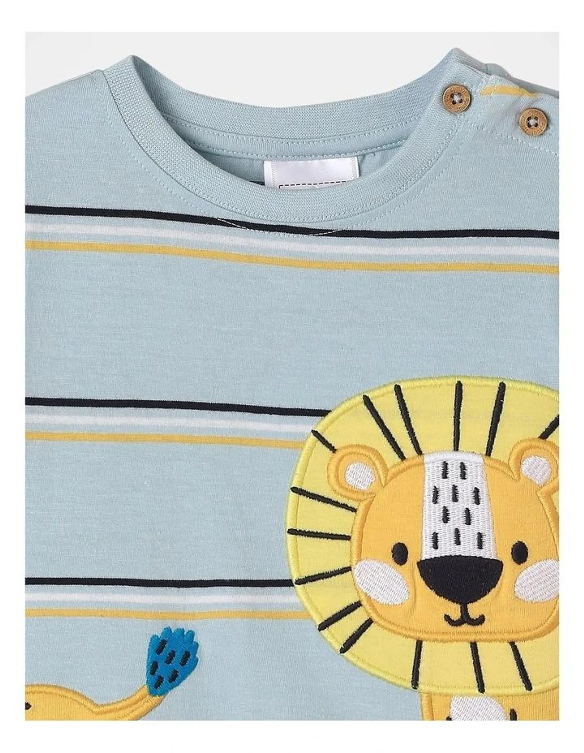 Lion Stripe Tee in Blue Marle