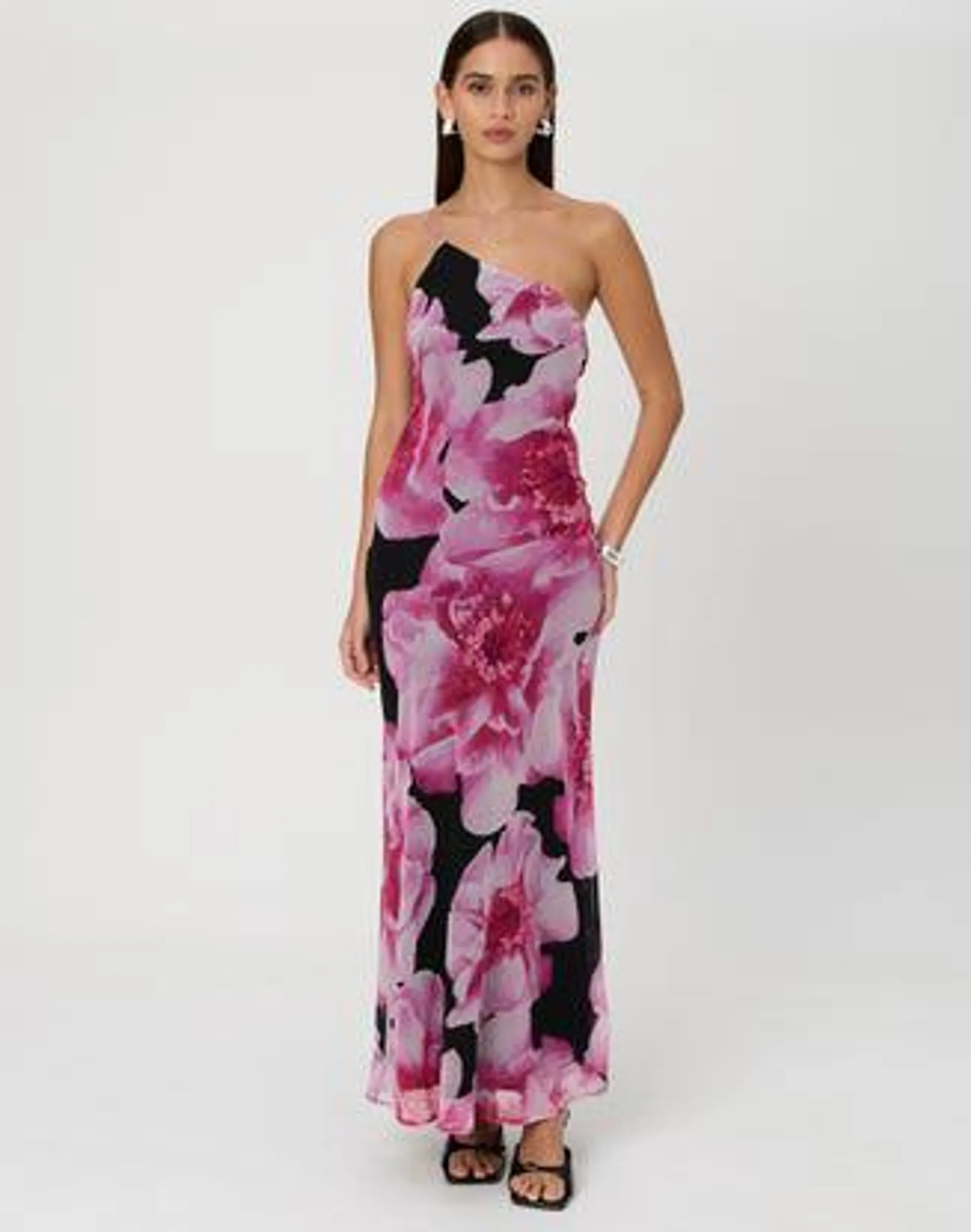 One Shoulder Print Maxi Dress