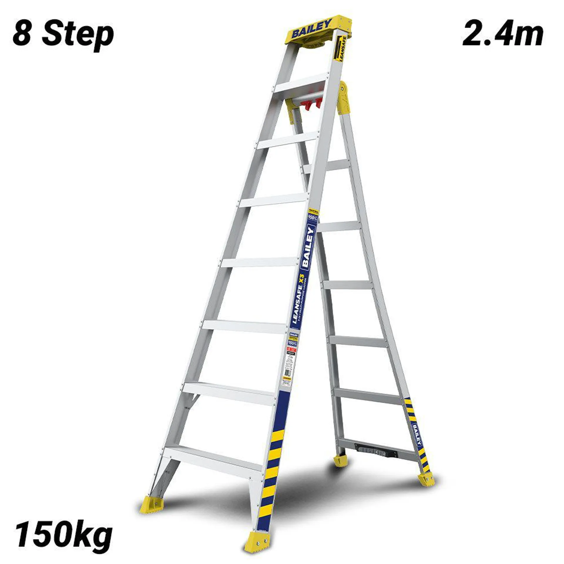 Bailey FS14131 150kg 2.4m 8 Step Aluminium X3 SLS 3-in-1 Ladder