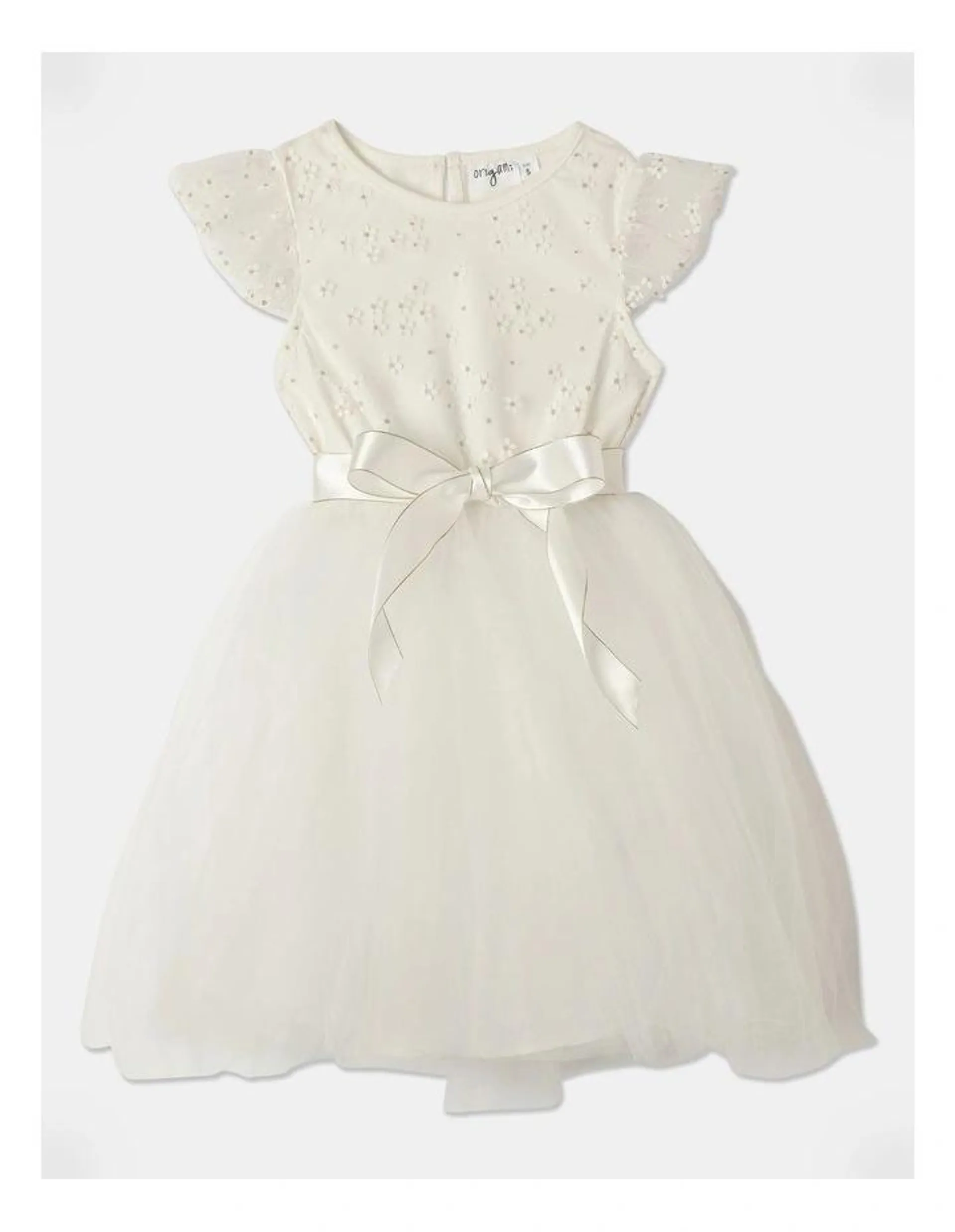 Flutter Sleeve Tutu Dress In White