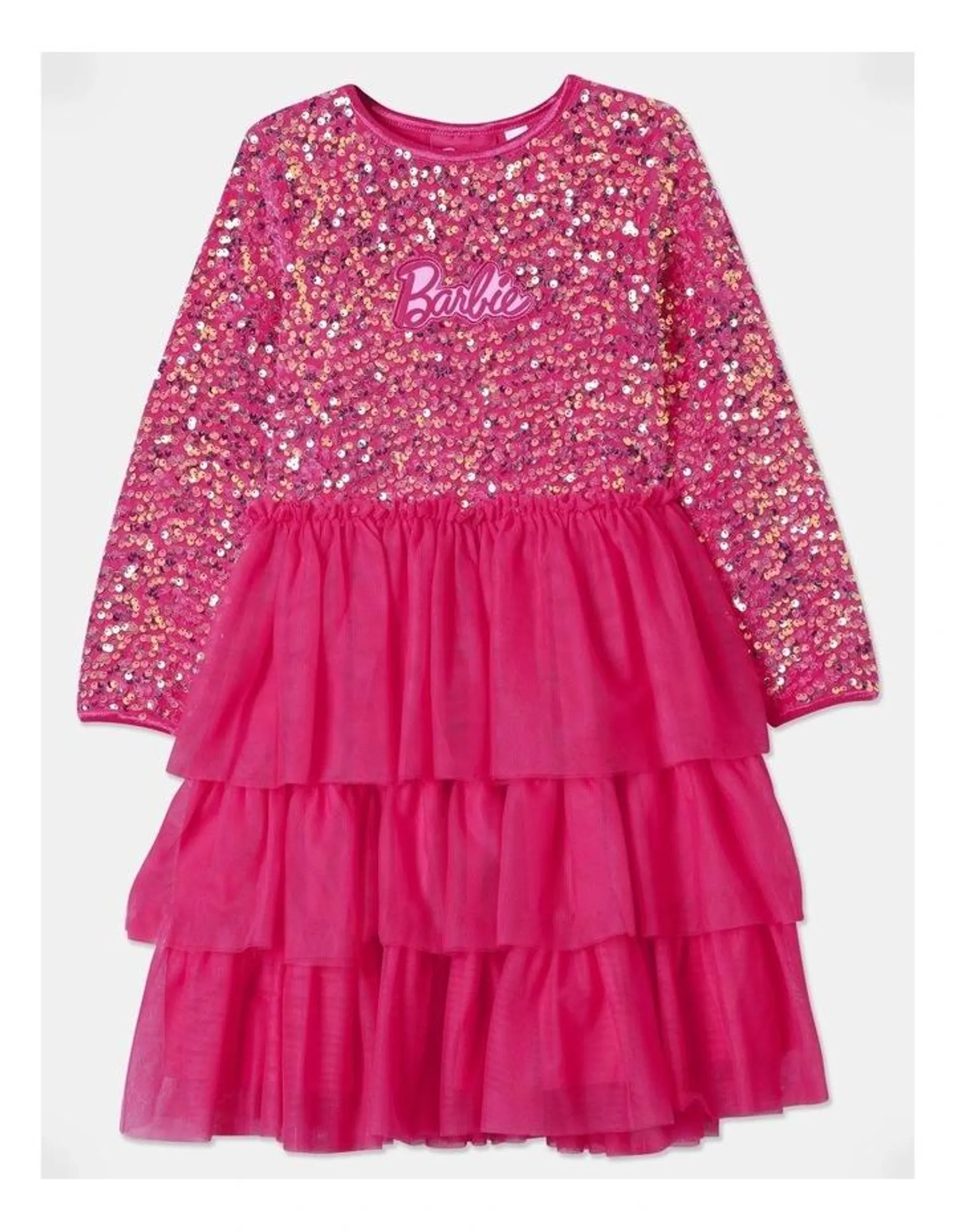 Barbie Velour Sequin Dress in Pink