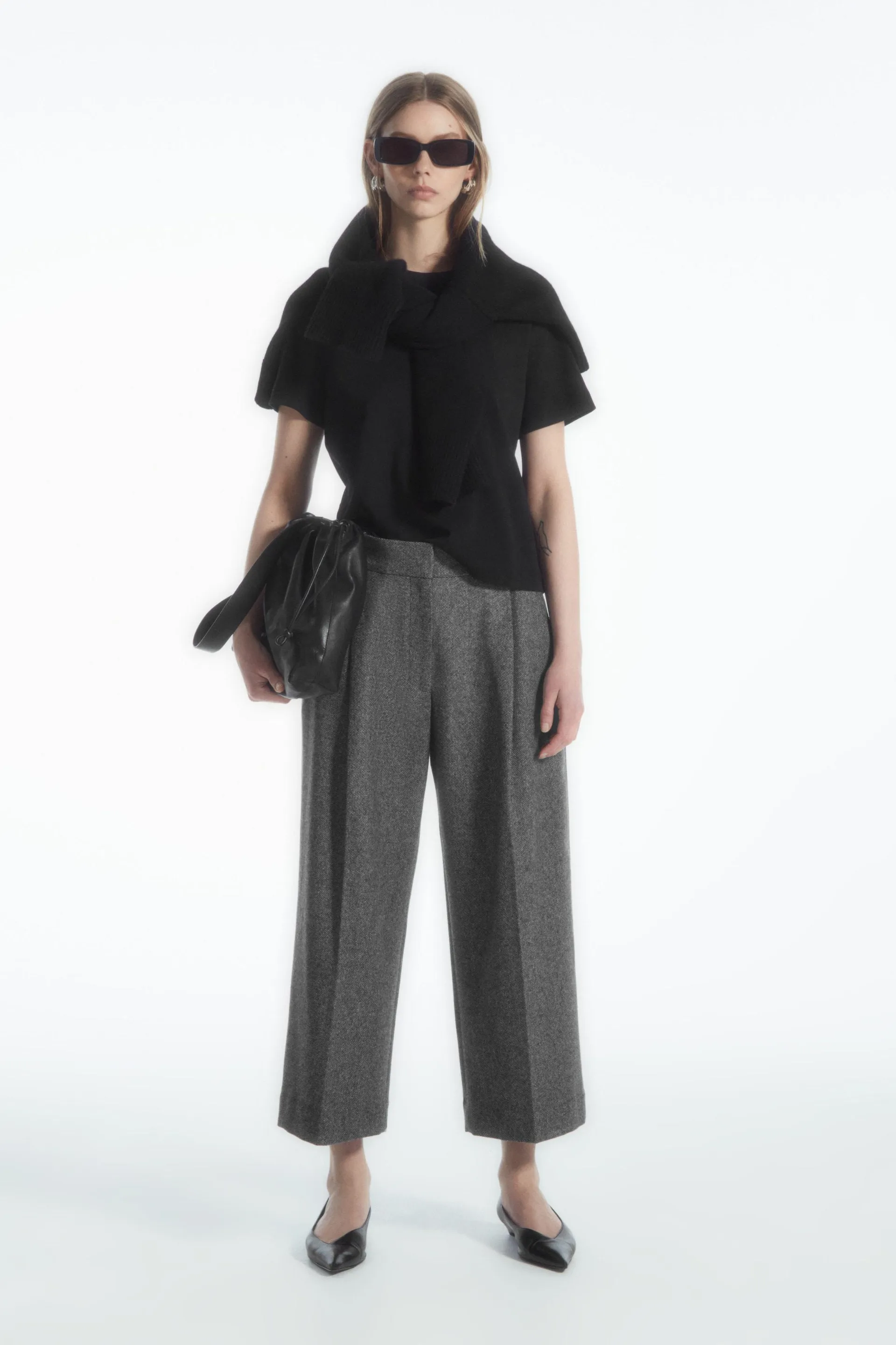 TAILORED WOOL-FLANNEL CULOTTES