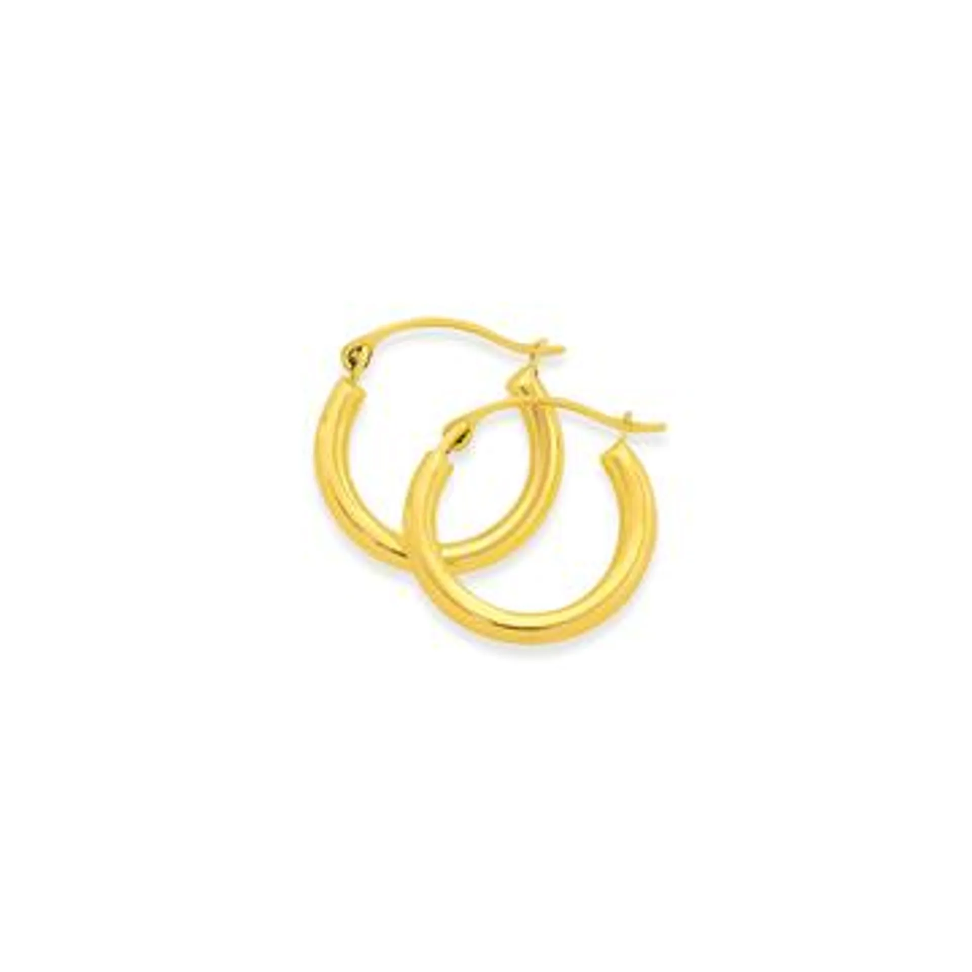 9ct Gold 2x15mm Polished Hoop Earrings