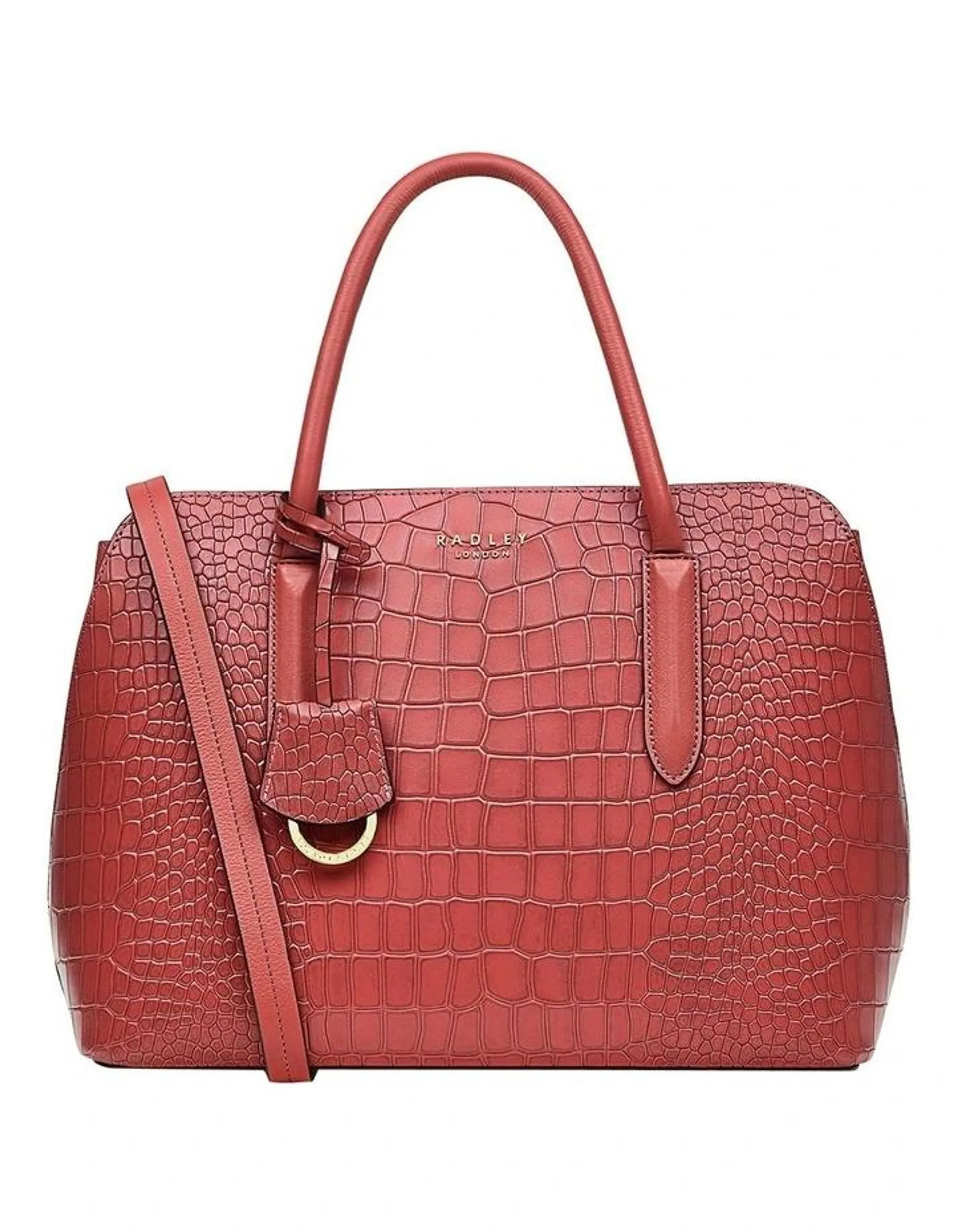 Liverpool Street 2.0 Faux Croc Medium Zip-Top Multiway Bag in Red