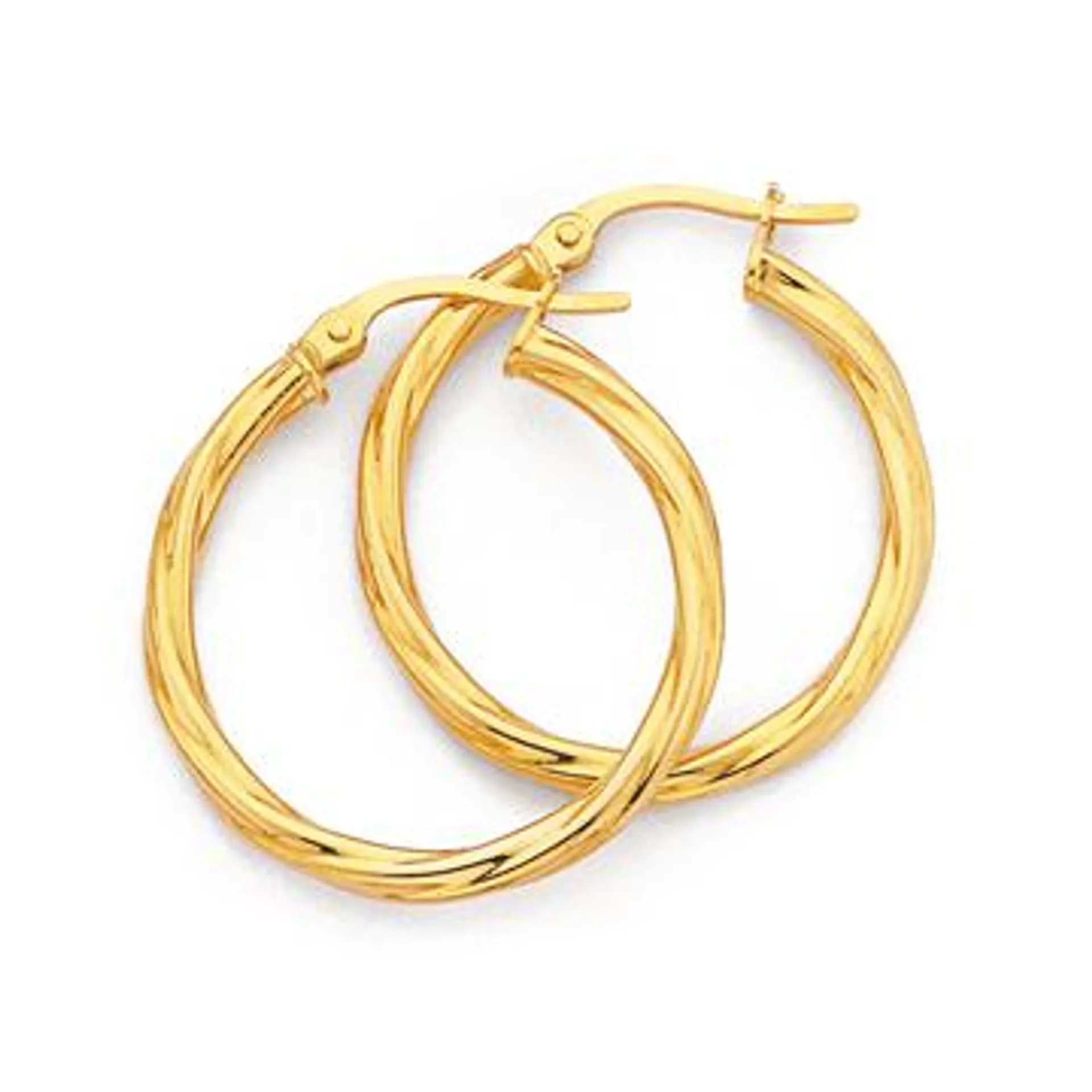 9ct Gold 20mm Twist Hoop Earrings