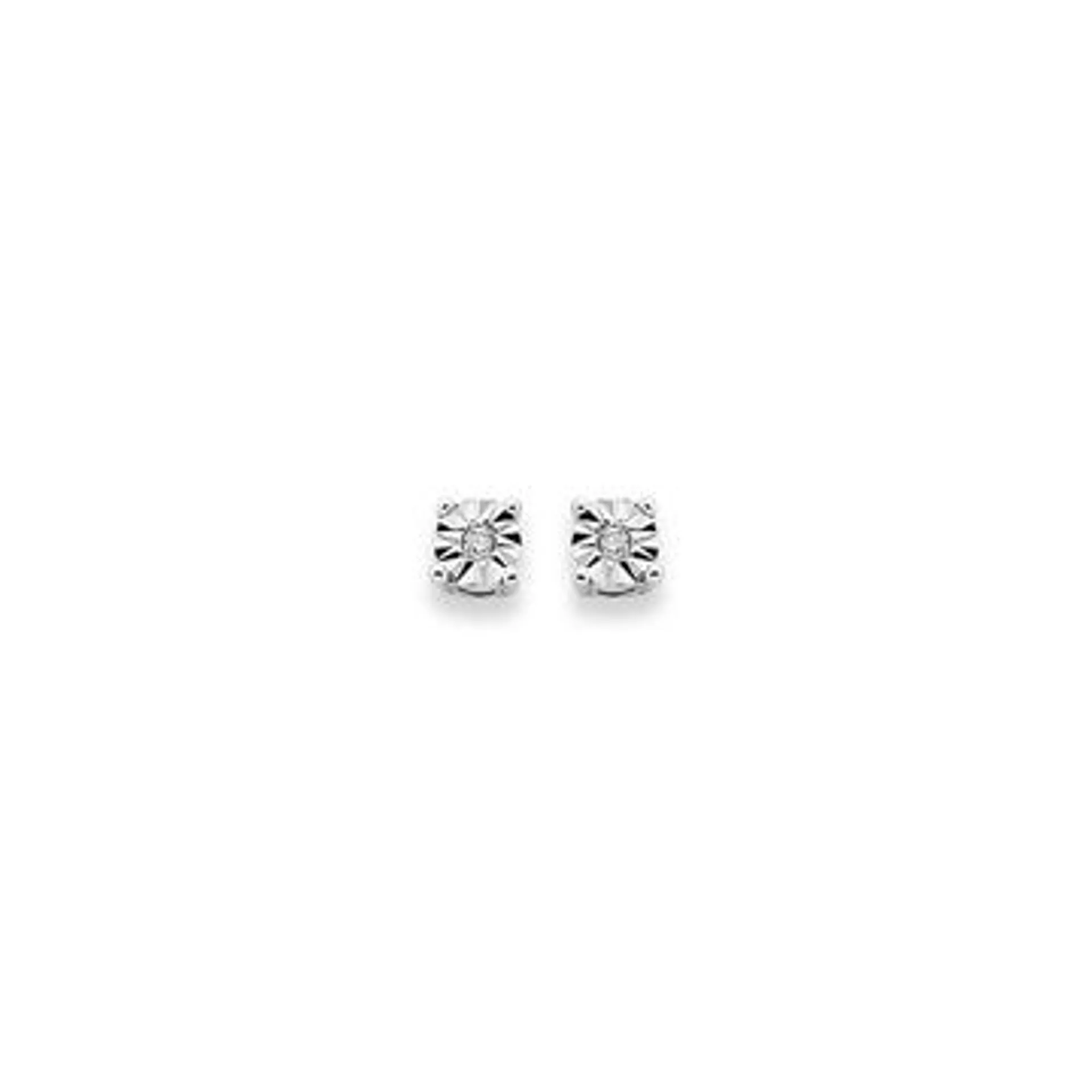 9ct White Gold Diamond Stud Earrings