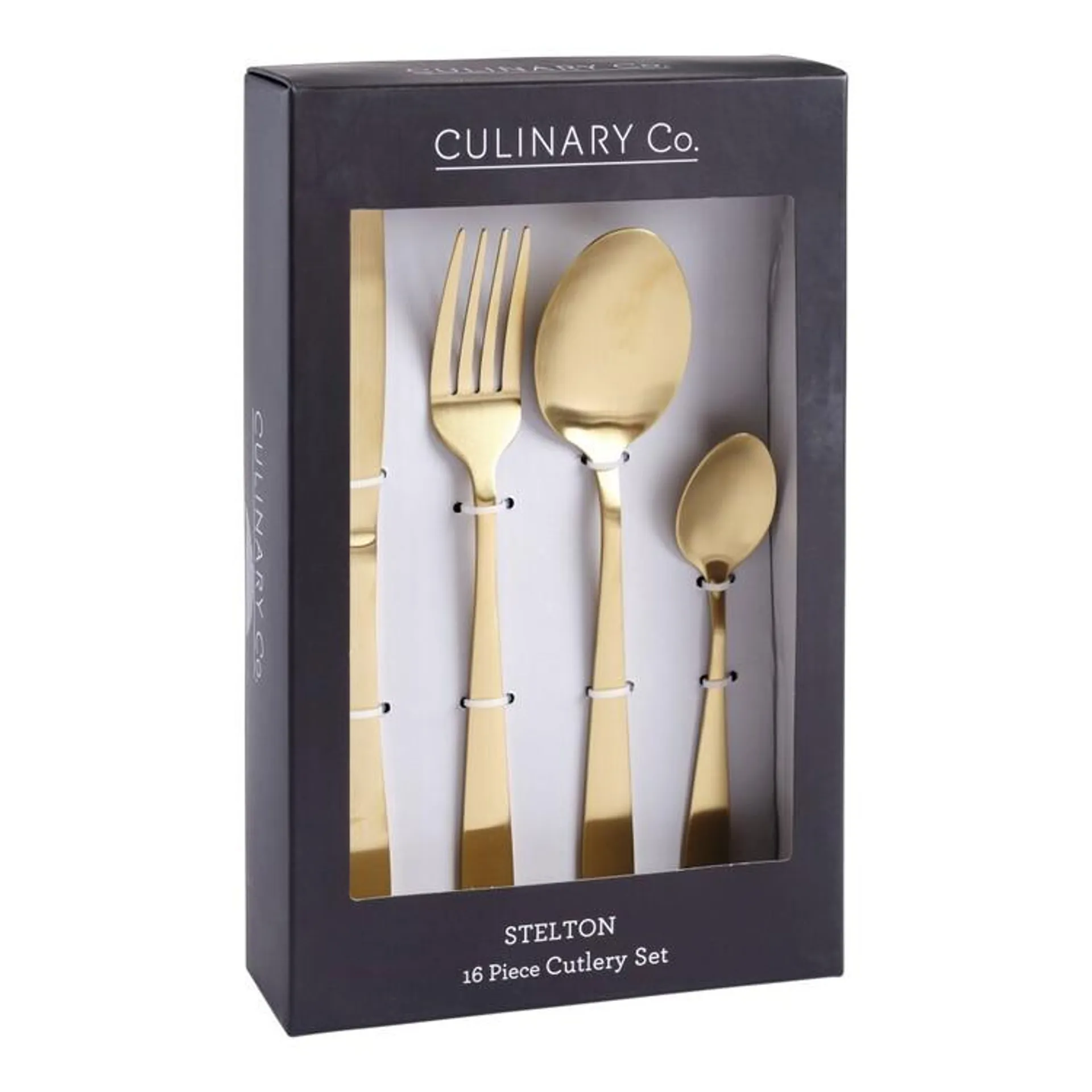 Culinary Co Stelton Matte 16 Piece Cutlery Set Matte Gold