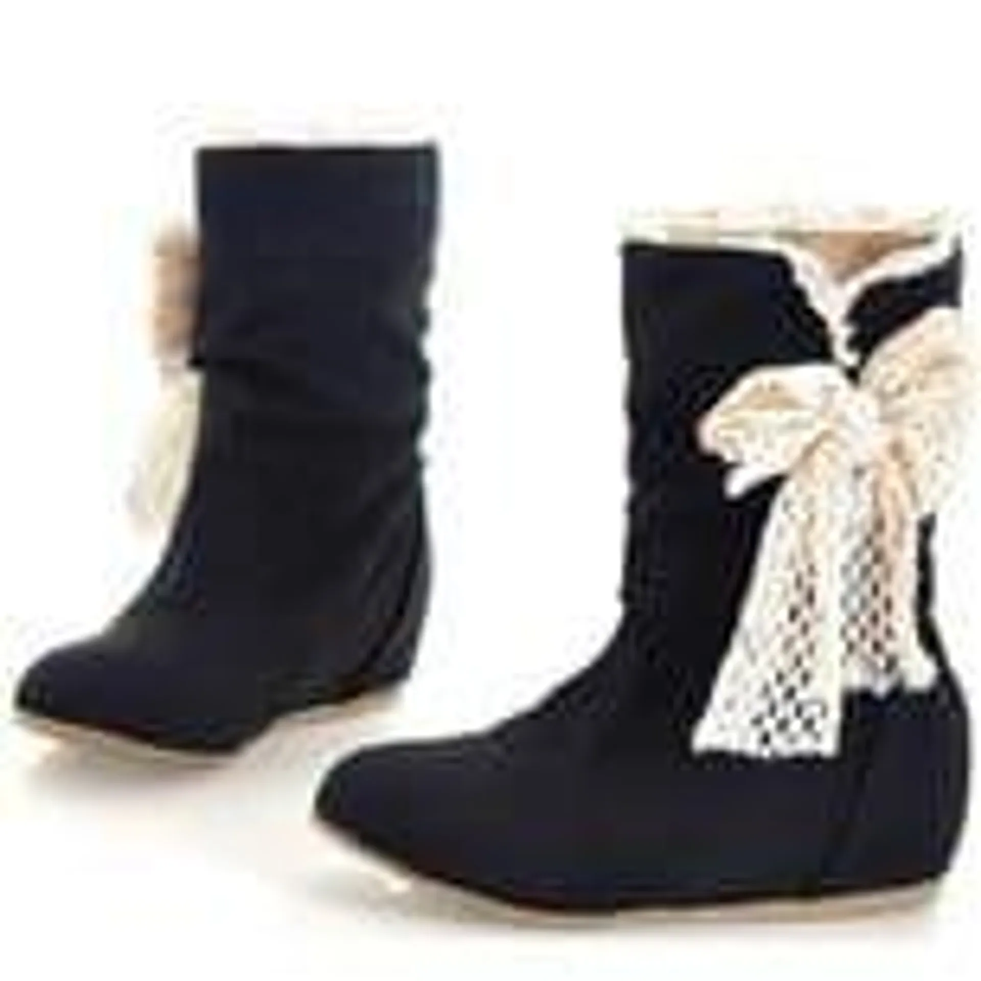 Newchic Women Butterfly Knot Pu Leather Mid Calf Snow Boots
