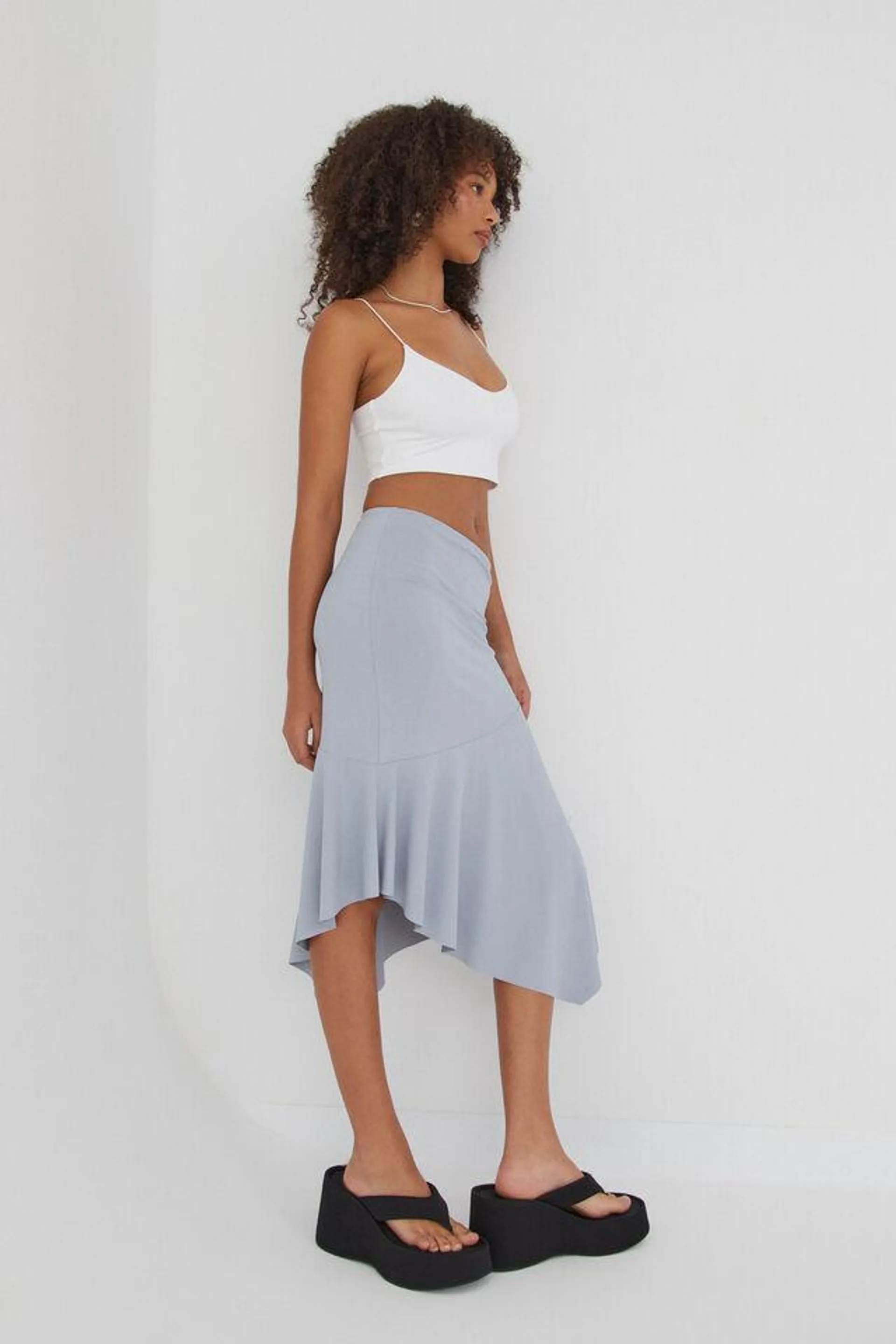 Luxe Asymmetrical Midi Skirt