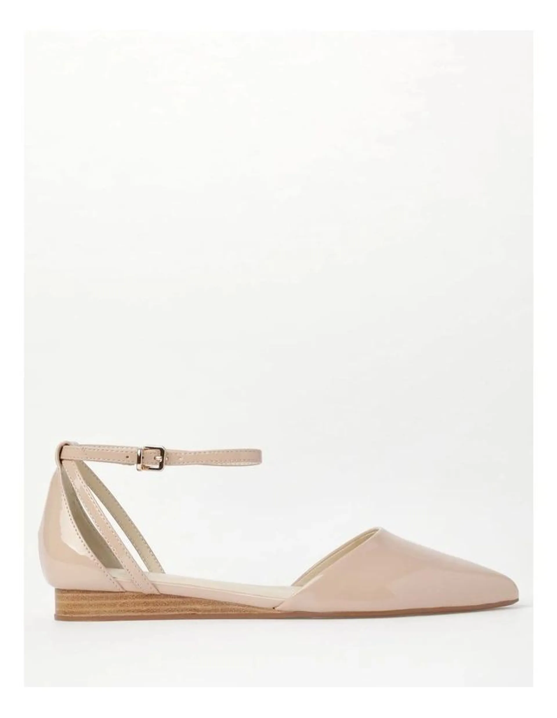 Kendall Patent Flat Shoes in Nude