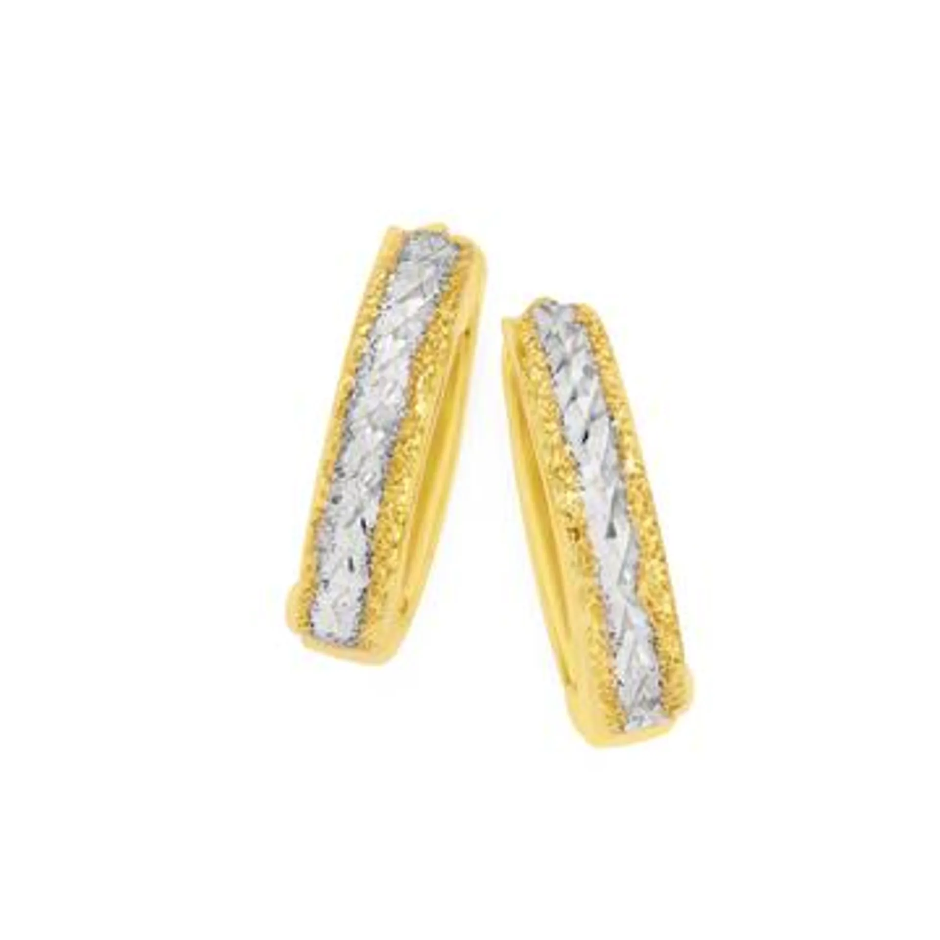 9ct Gold Two Tone Huggie Earrings