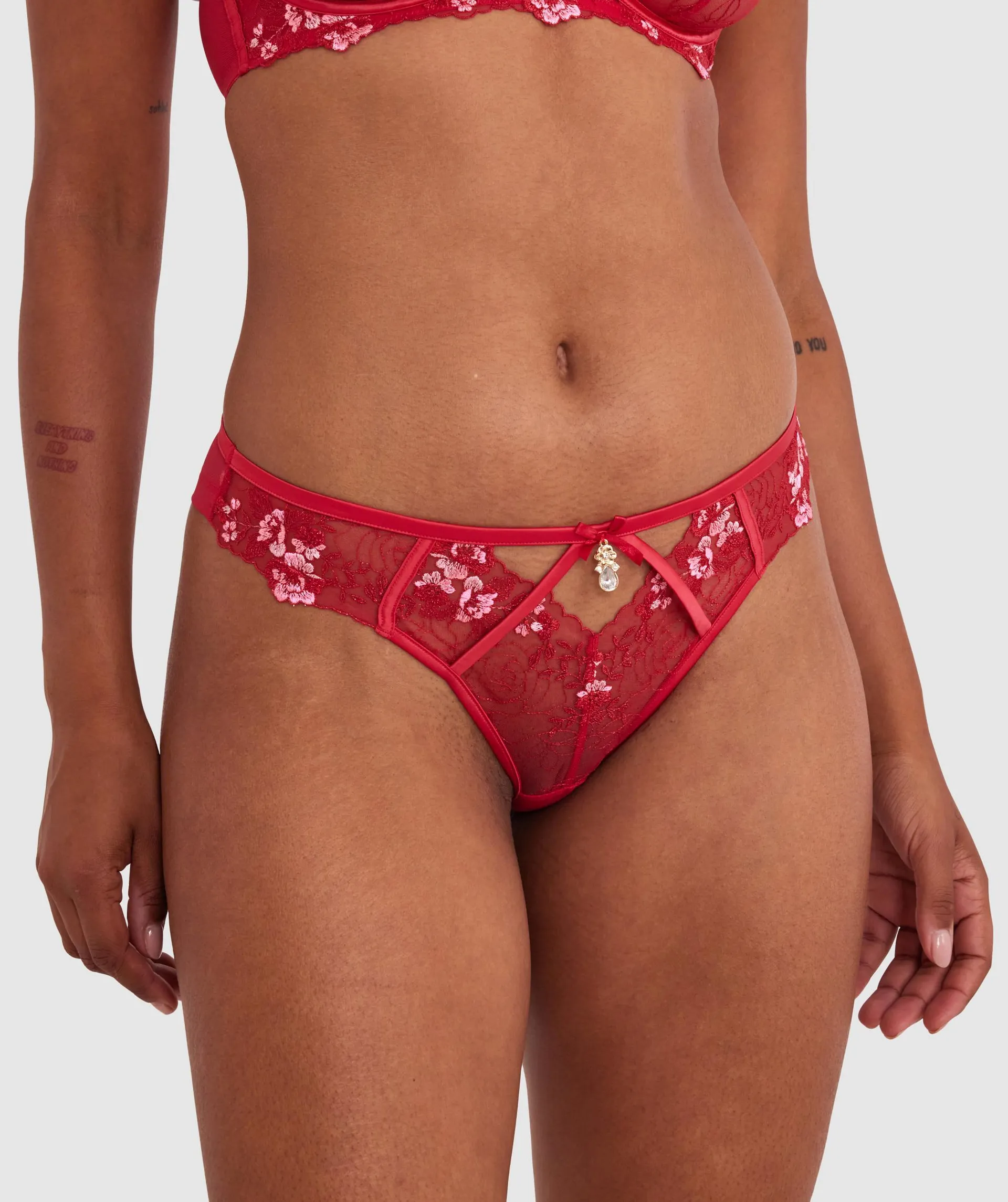 Enchanted Sakura Brazilian Knicker - Red