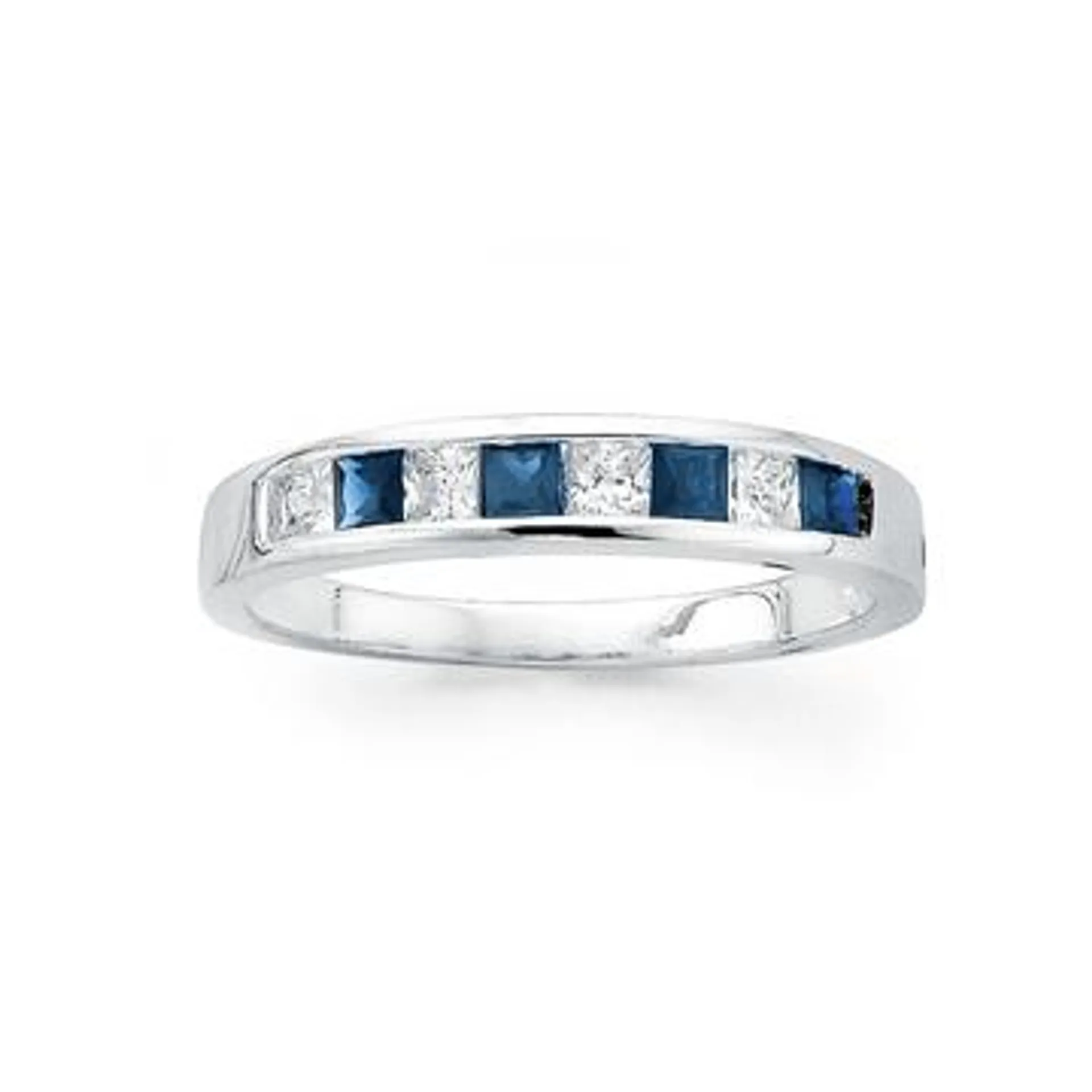 Silver Synthetic Sapphire & Cubic Zirconia Ring