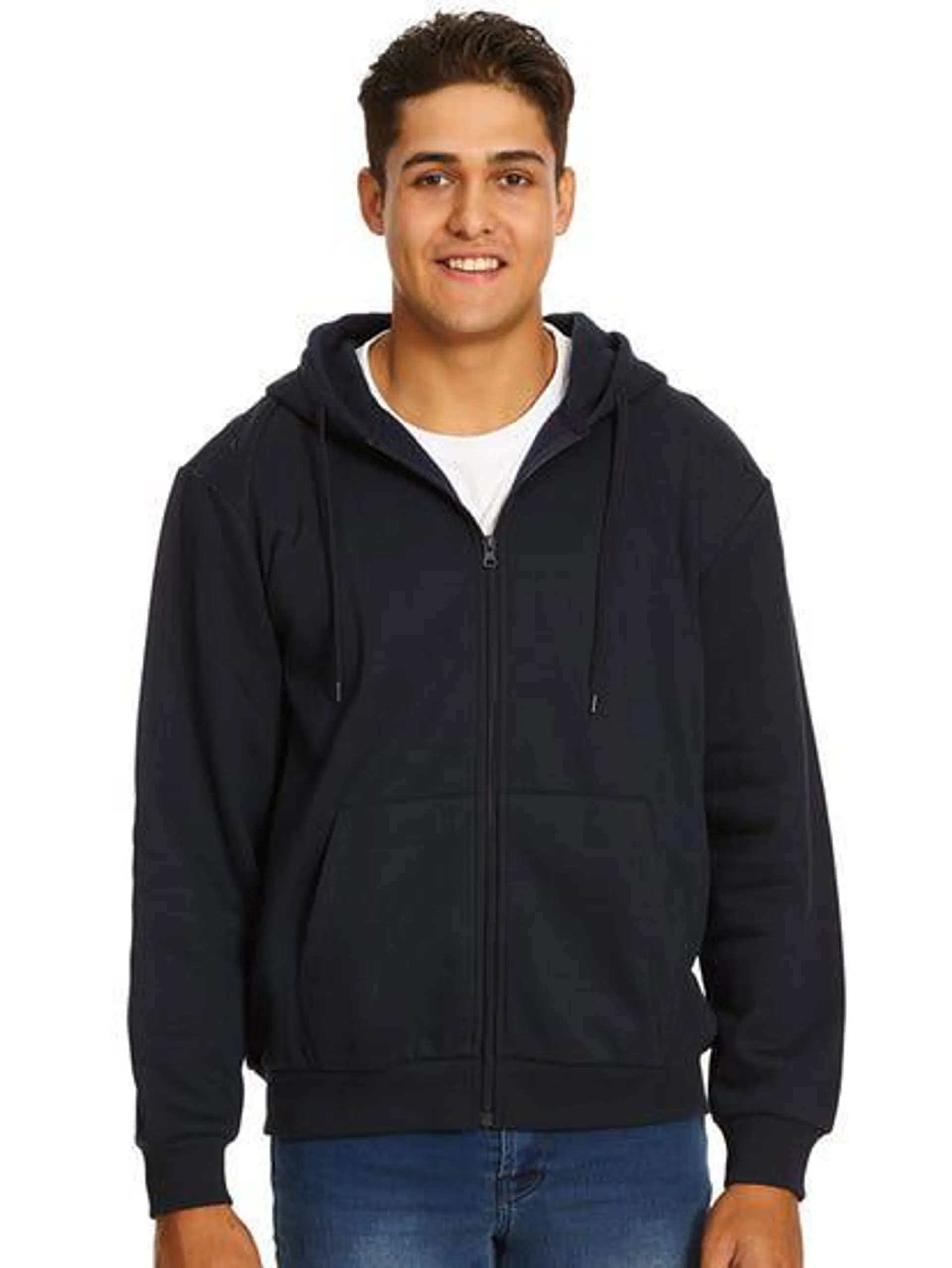 Lowes Navy Fleece Zip Hood Jacket