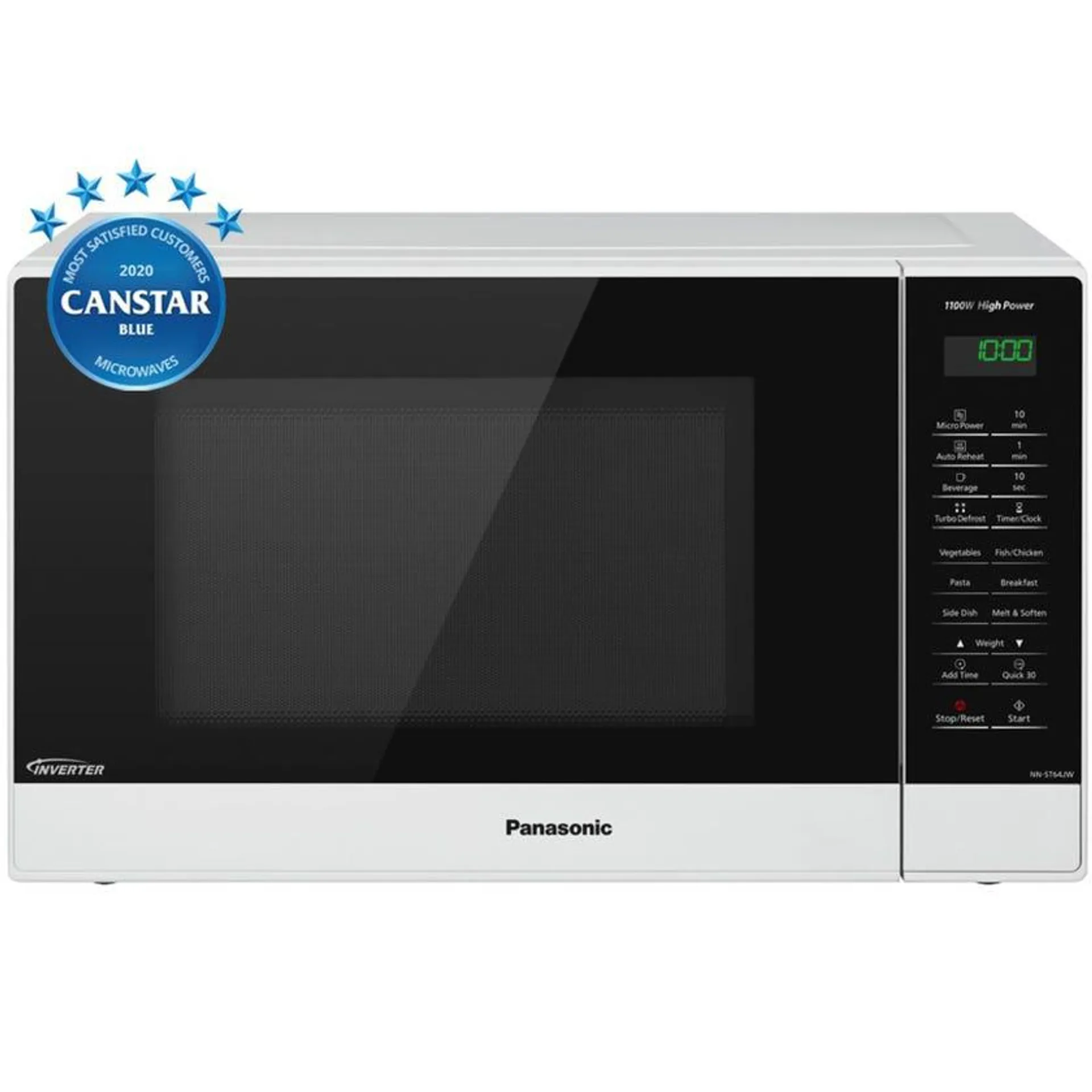 Panasonic NNST64JWQPQ 32L White Compact 1100W Inverter Microwave Oven