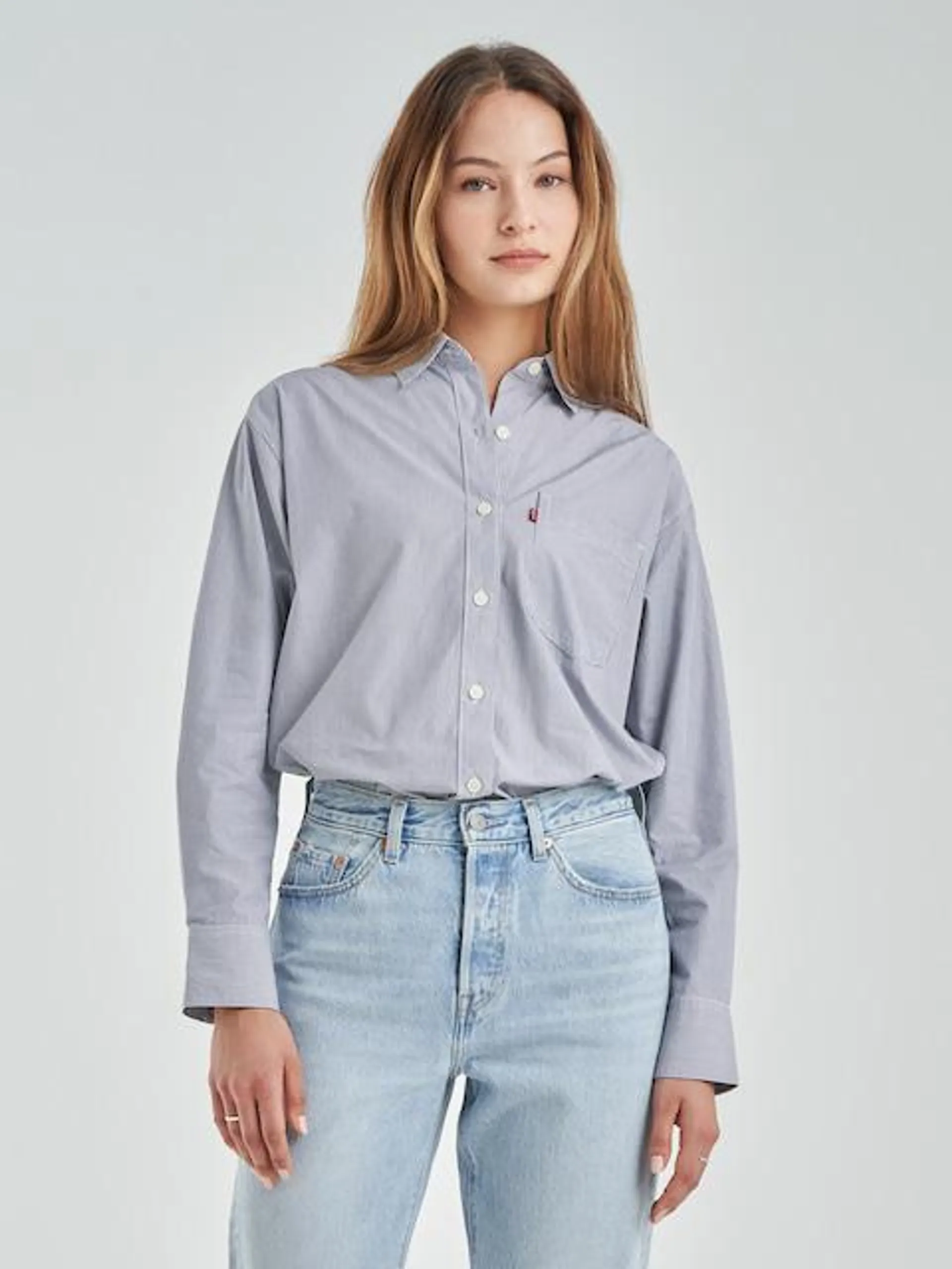 Levi's Nola Oversized Shirt In Stripe Crown Blue