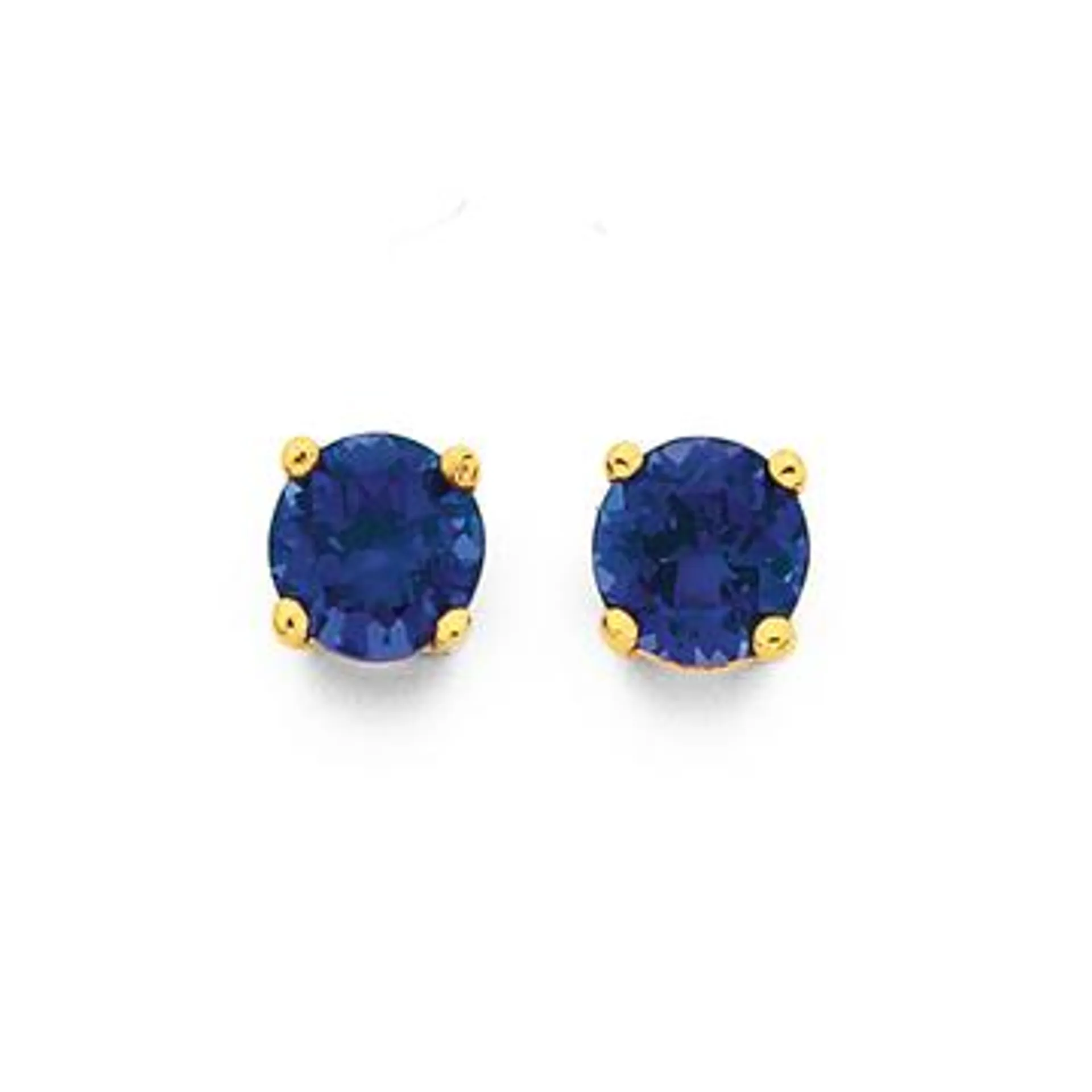 9ct Gold, Created Sapphire Stud Earrings