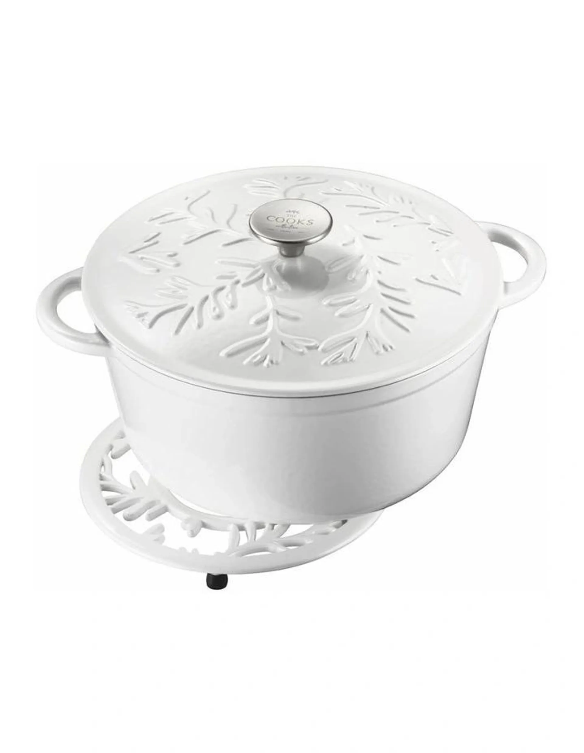 Cast Iron Round Casserole with Lid 26cm/5.0L in White