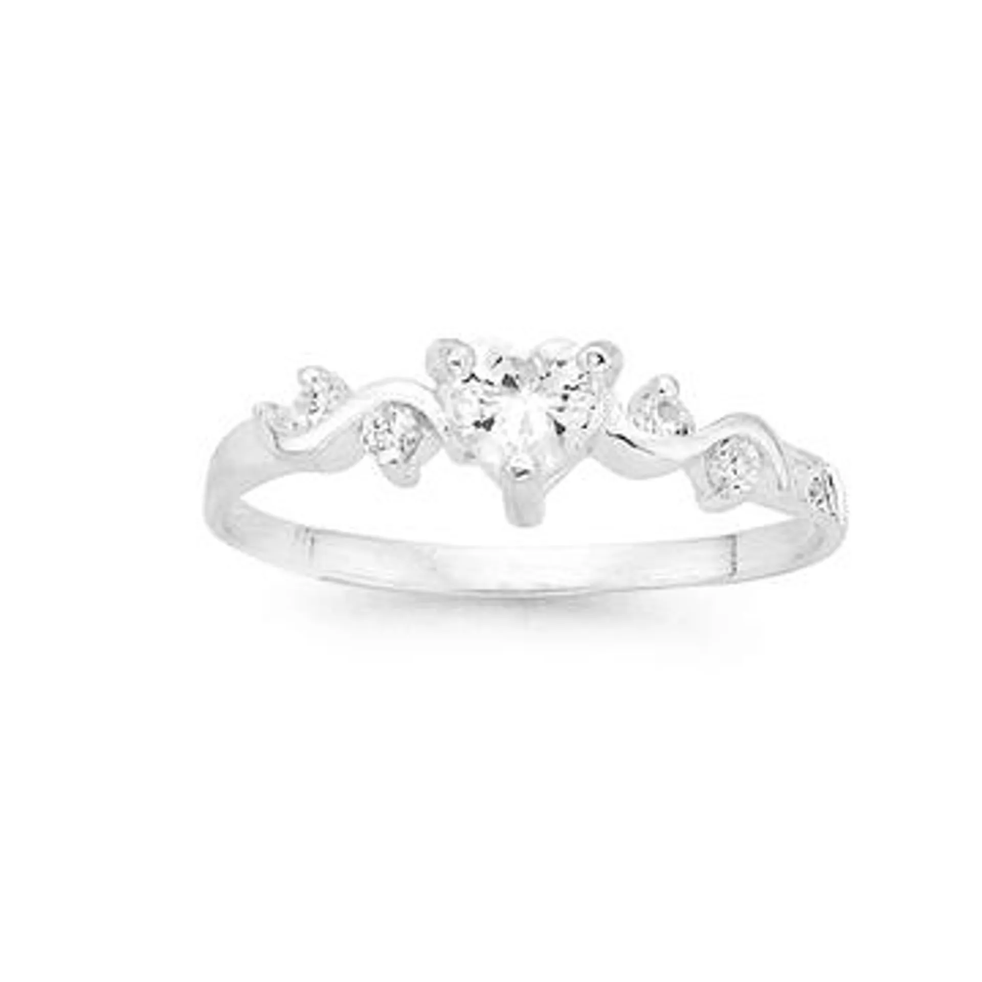 Silver Cubic Zirconia Heart Ring