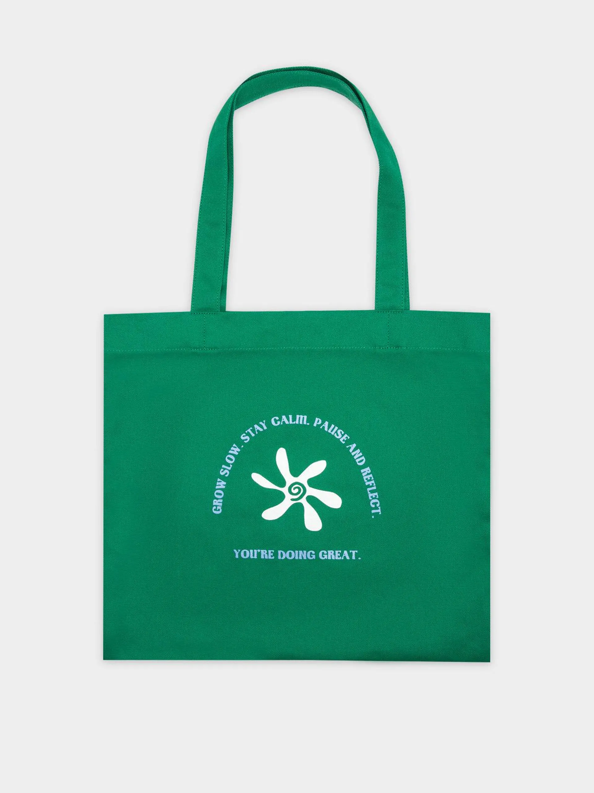 Stay Calm Tote Bag in Bottle Green