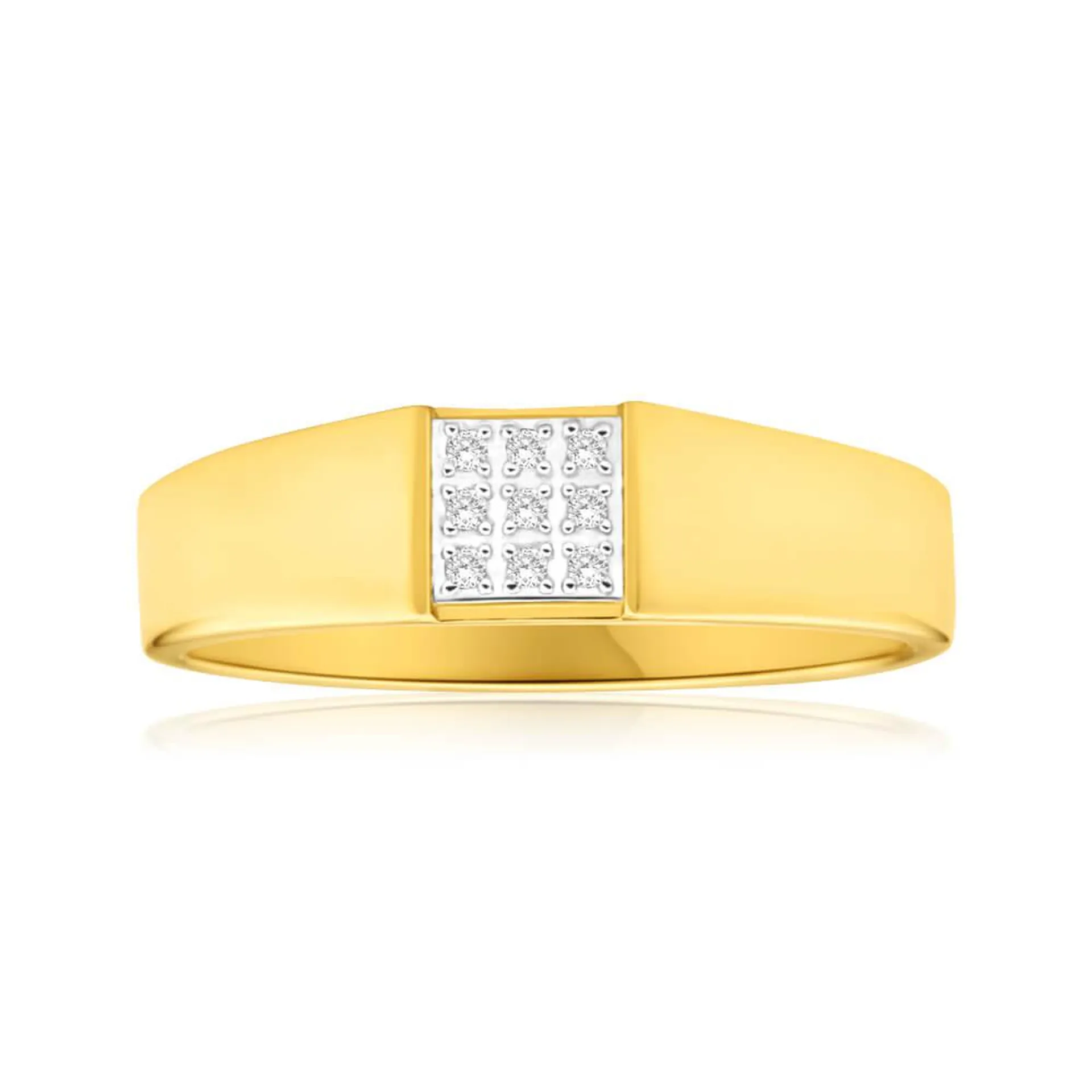 9ct Yellow Gold Diamond Ring with 9 Brilliant Cut Diamonds