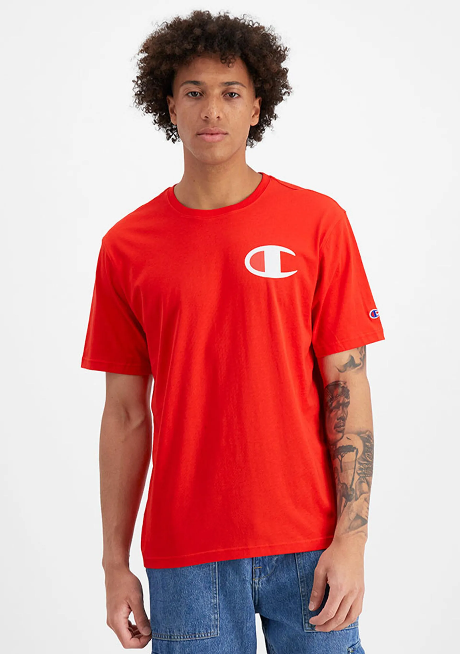 Champion Mens C Logo Short Sleeve Tee Red AY68N GJR