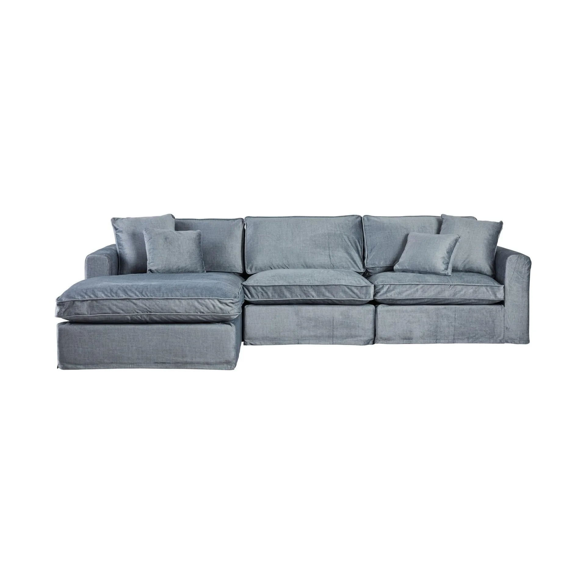 Huxley 3 Seater Velvet Sofa with Left Chaise Luxe Storm Grey C-012