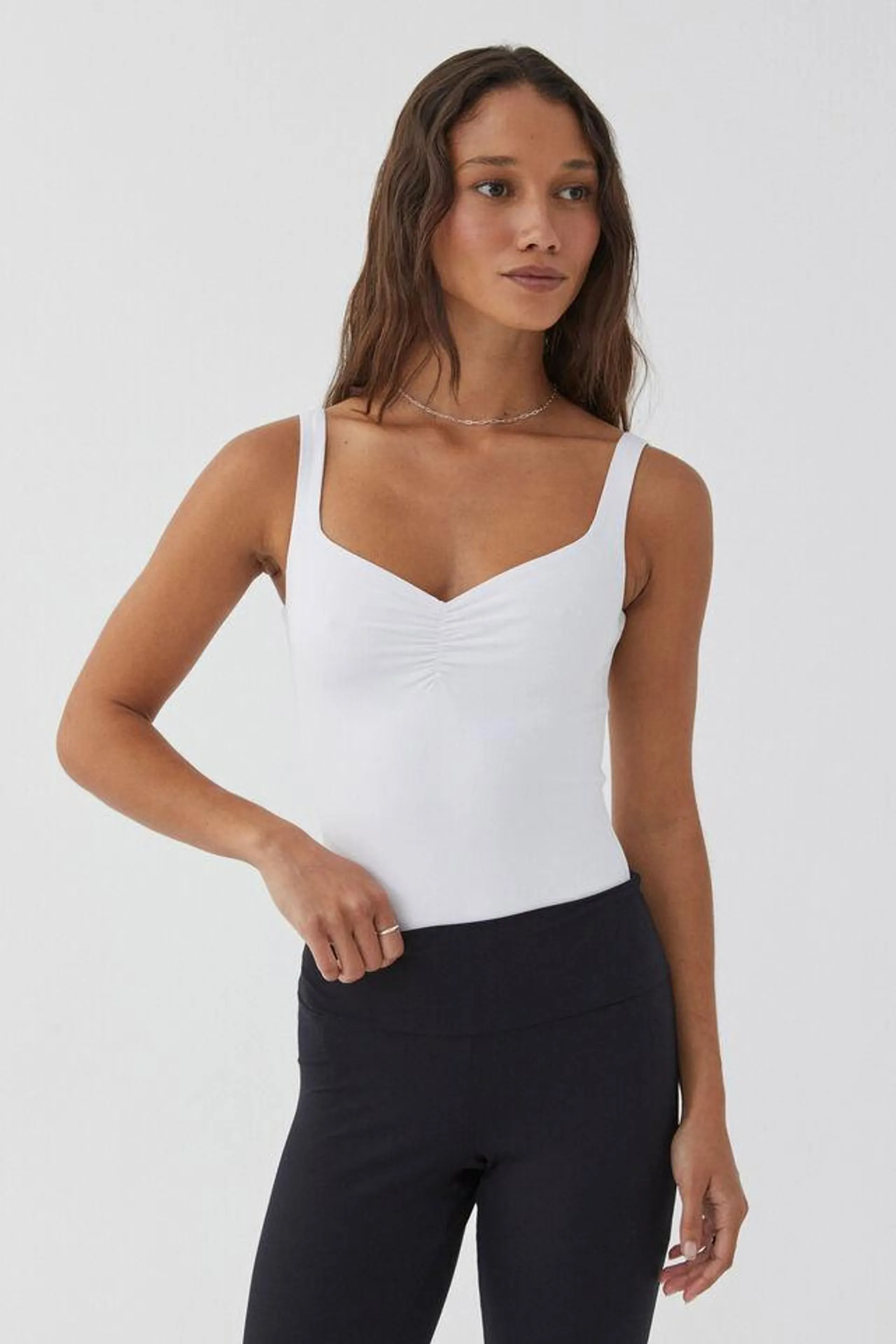 Luxe Scoop Neck Ruched Bodysuit