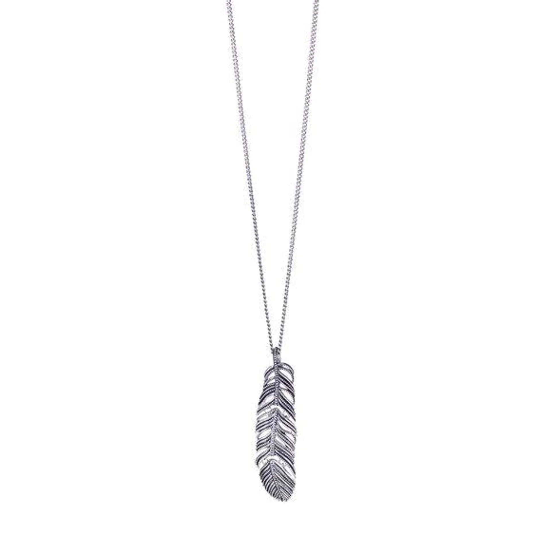 Flowing Feather Pendant Necklace