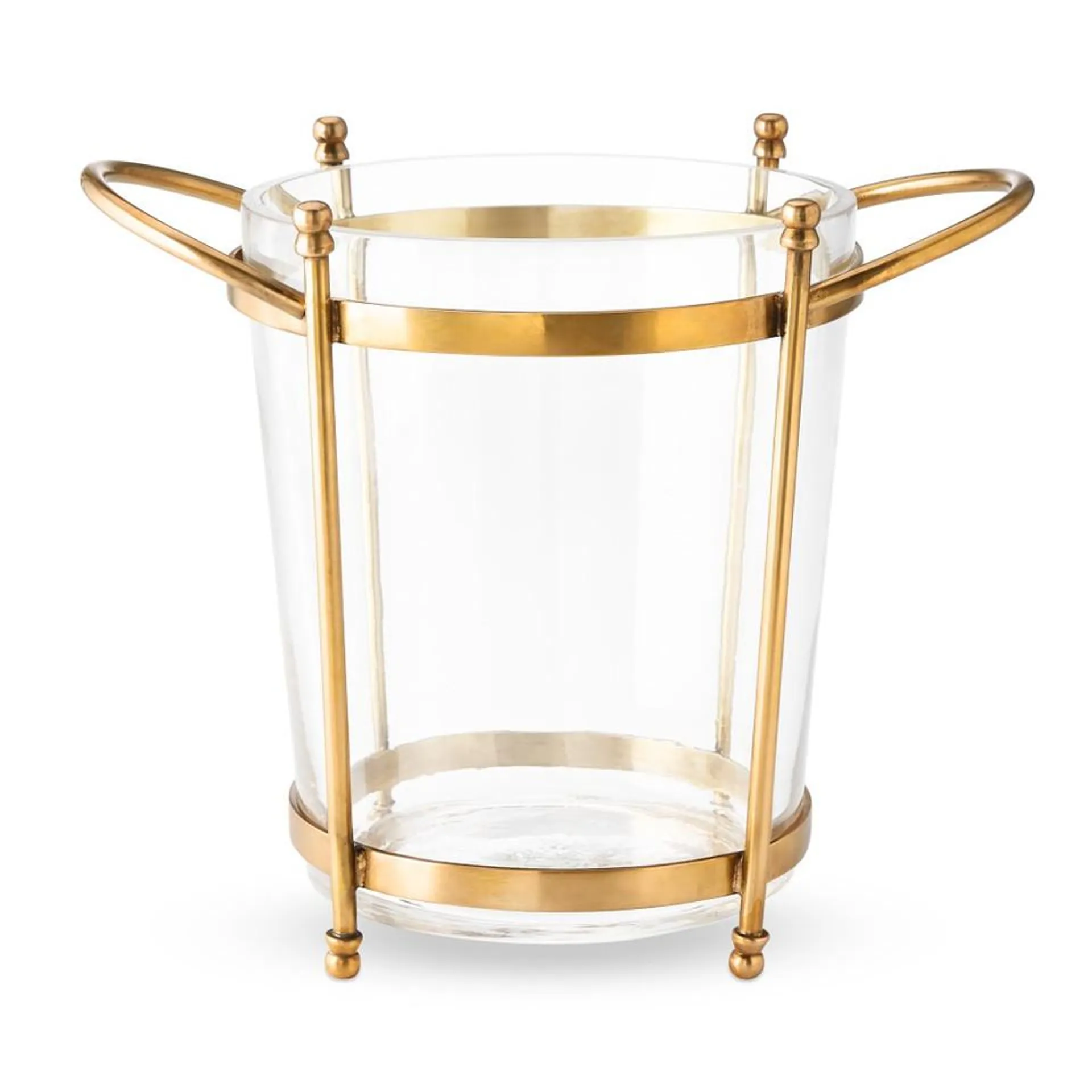 Antique Brass & Glass Ice Bucket