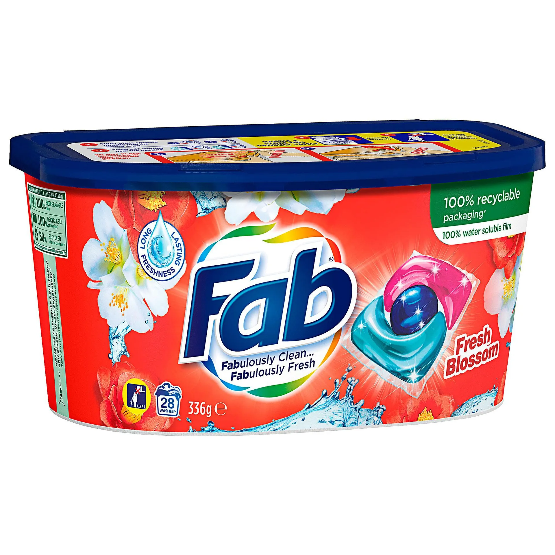 Fab Triple Laundry Capsules Fresh Blossoms 28pk