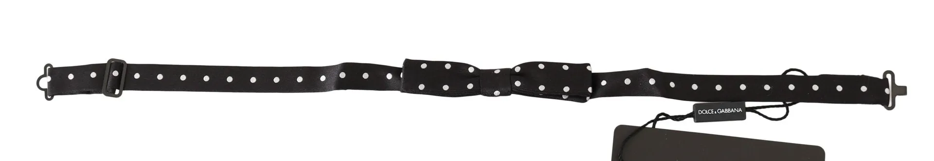 Black 100% Silk Polka Dot Adjustable Neck Bow Tie