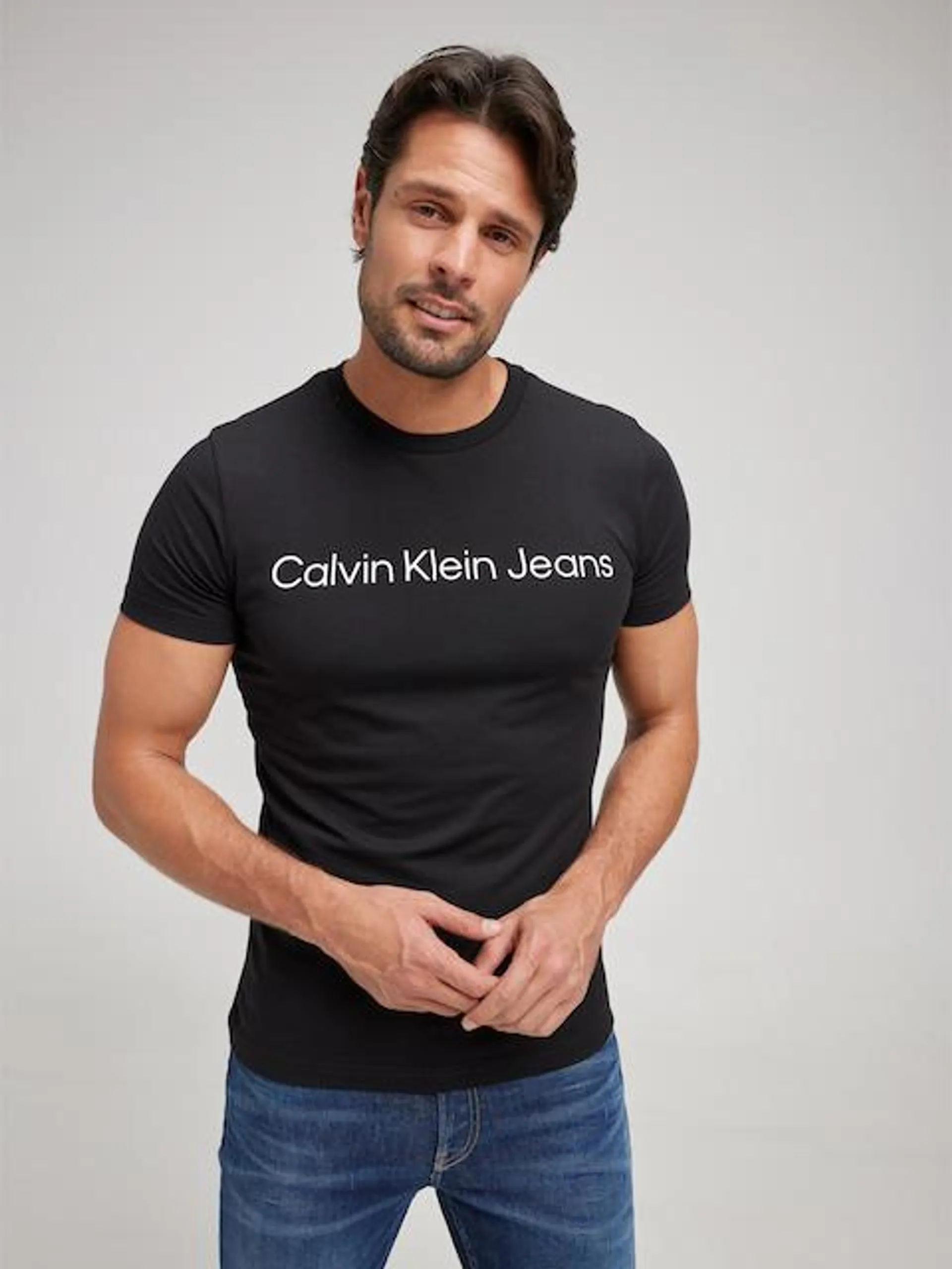Calvin Klein Core Institutional Logo Slim Tee In Ck Black