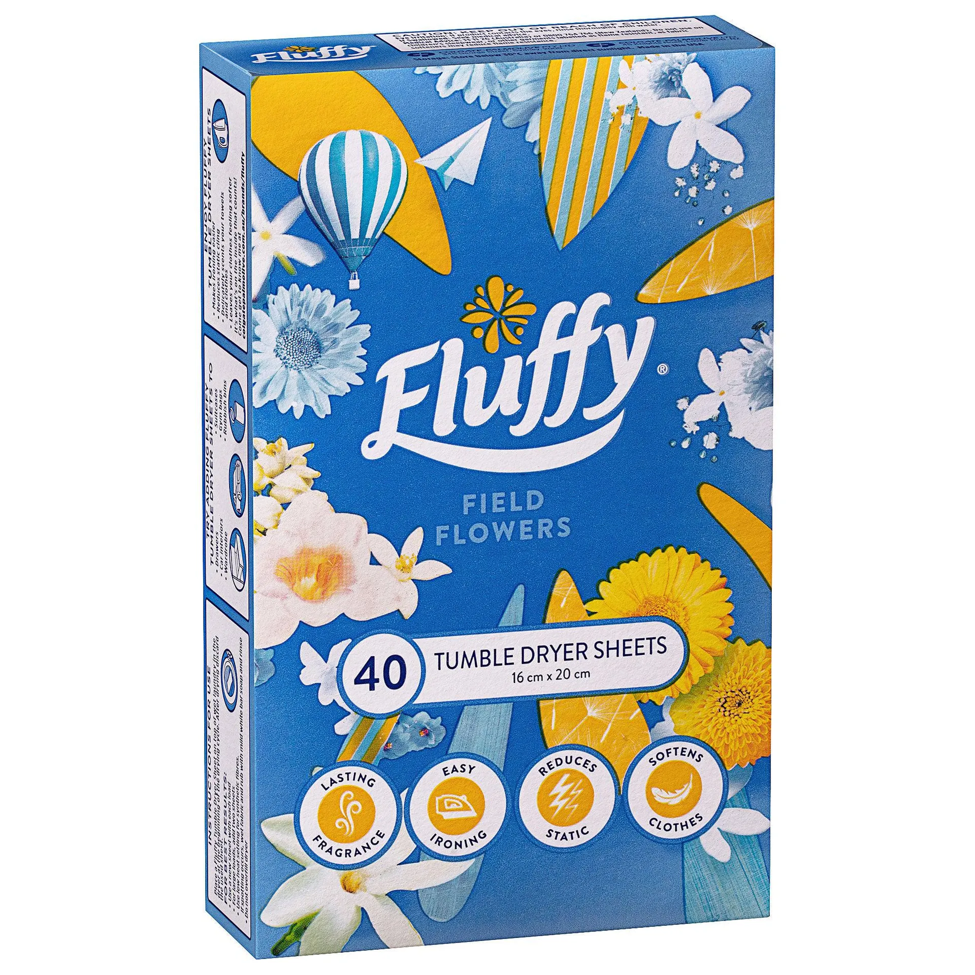 Fluffy Dryer Sheets Field Flowers 40pk