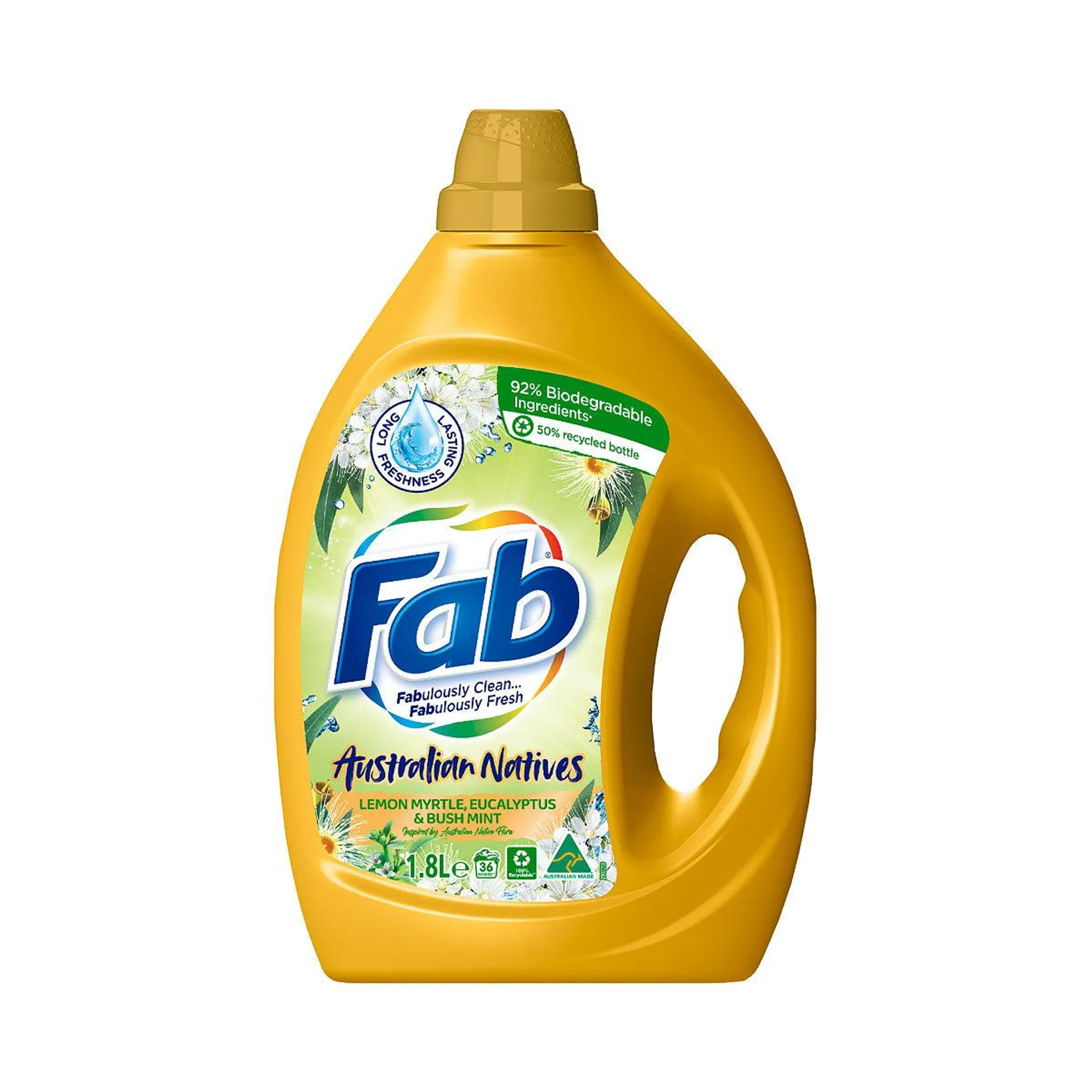 Fab Laundry Liquid Australian Natives Lemon Myrtle Eucalyptus & Bush Mint 1.8L