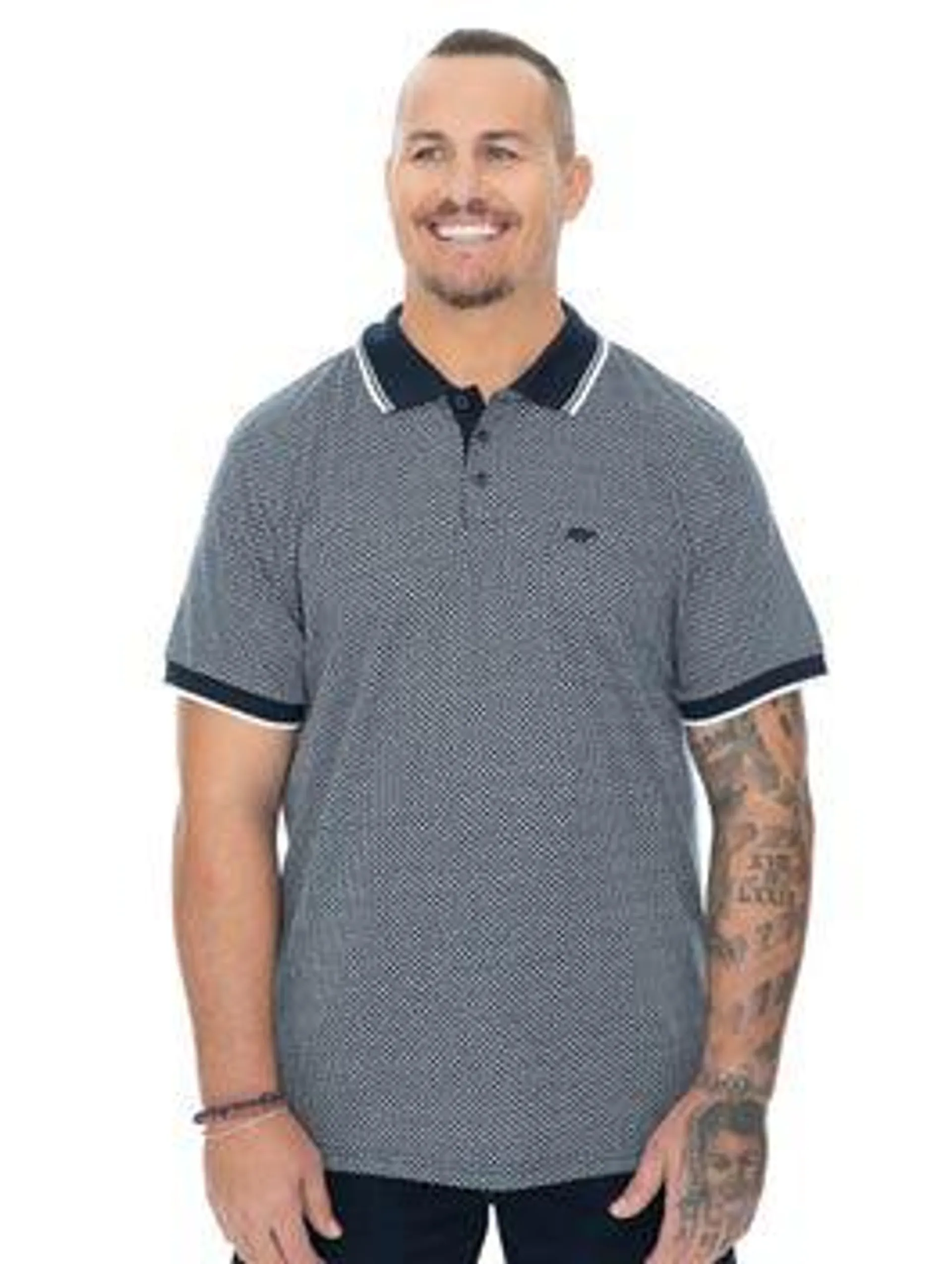 Big Mens Navy Fashion Polo Top