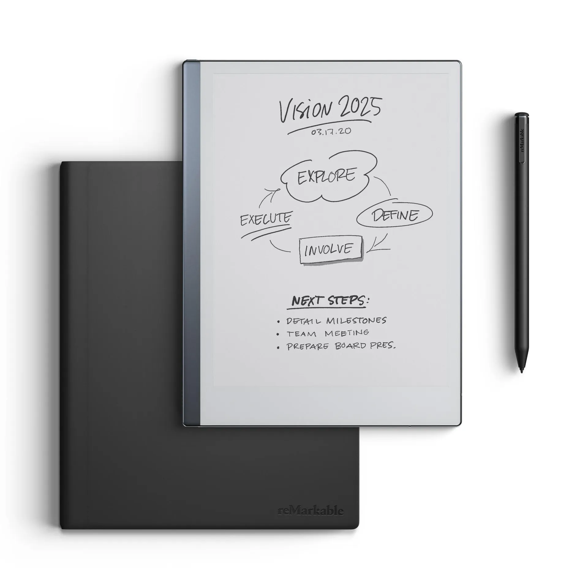 reMarkable 2 10.3" Paper Tablet with Marker Plus and Premium Leather Book Folio (Black)