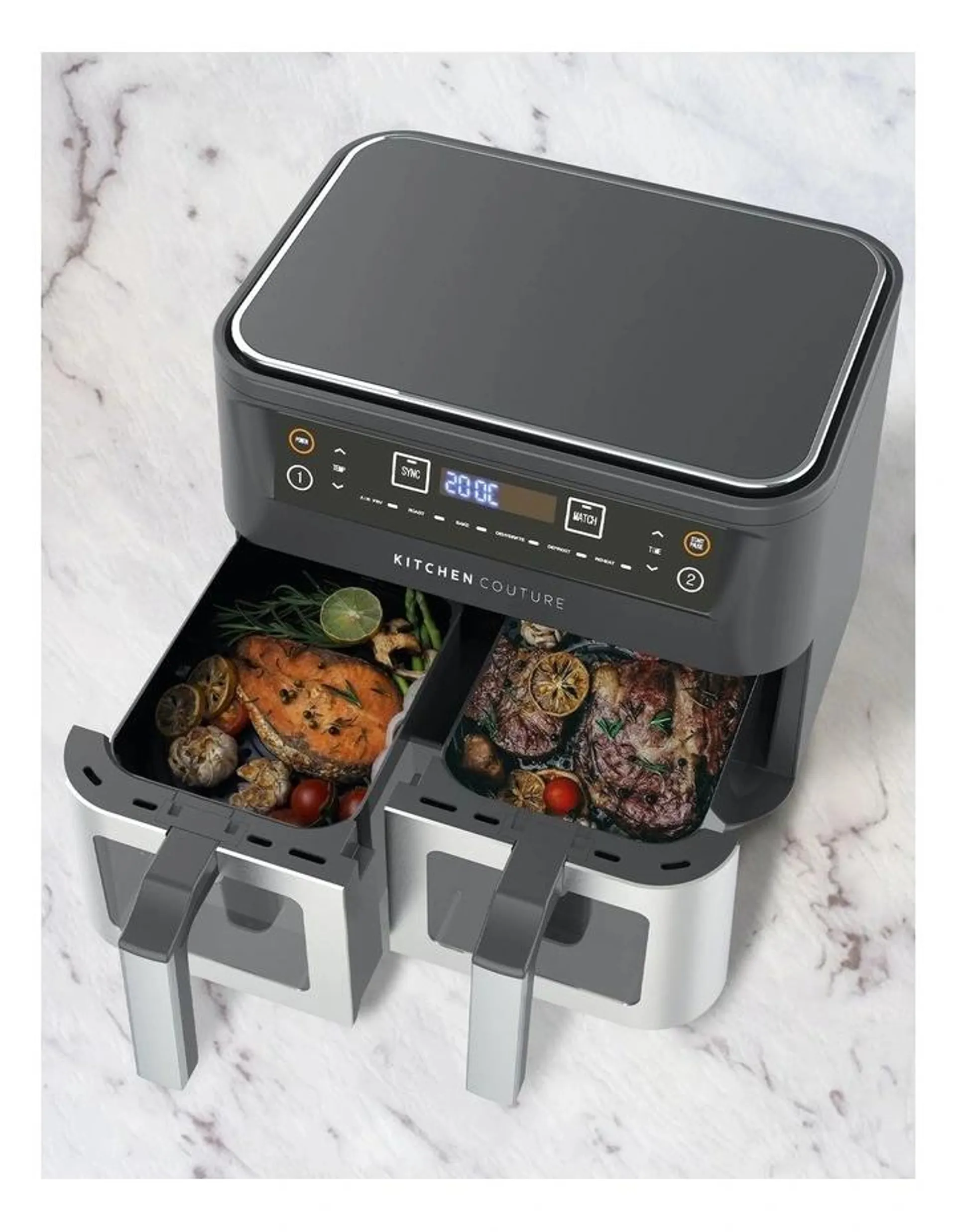 Dual View Family Sized 5-in-1 Air Fryer in Stainless Steel