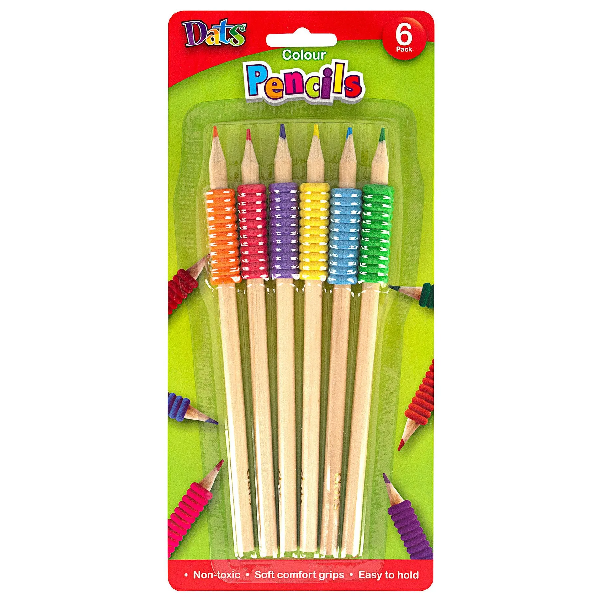 Colour Pencils with Soft Comfort Grip 6pk
