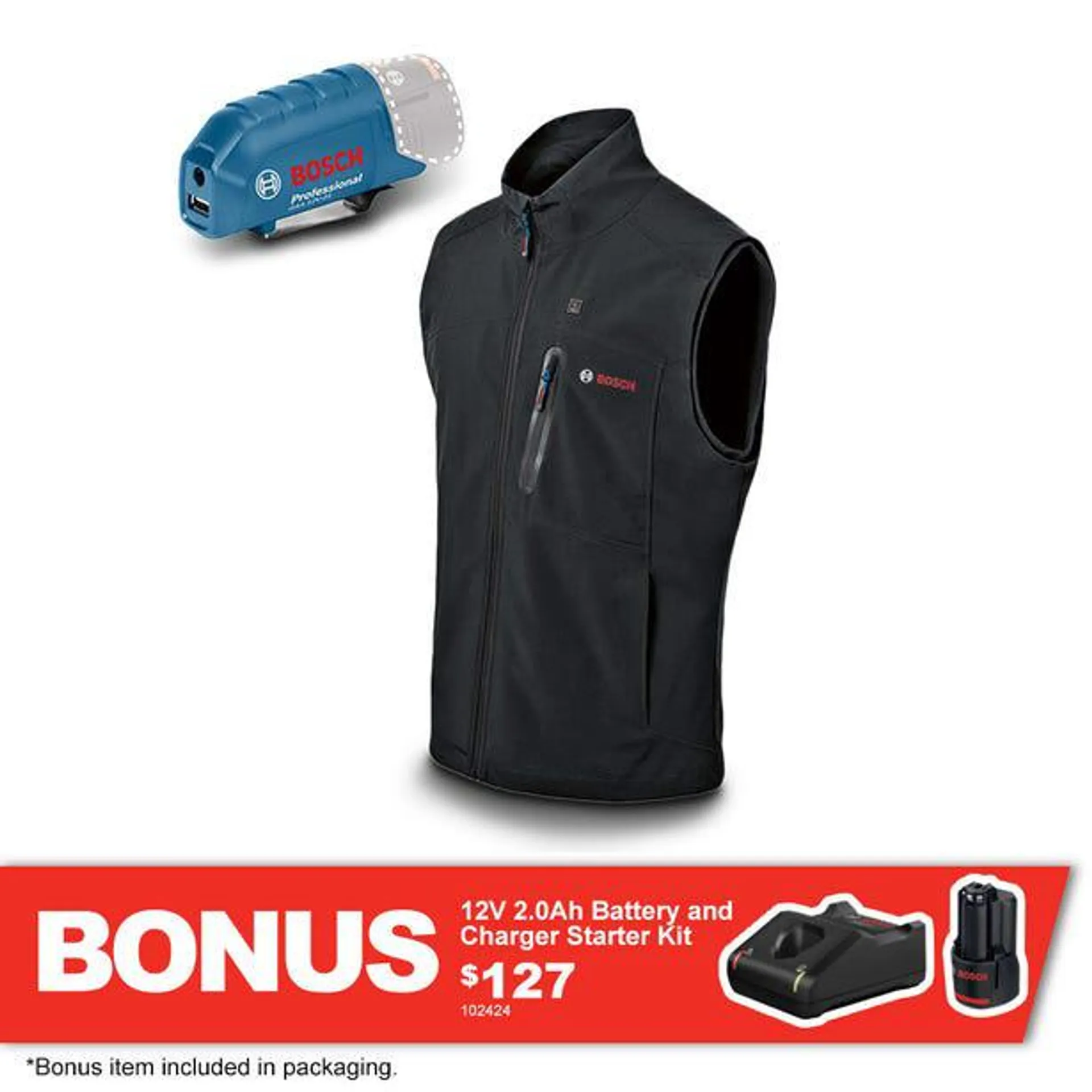 BOSCH 12V Heated Vest Skin - Black 06188000EA