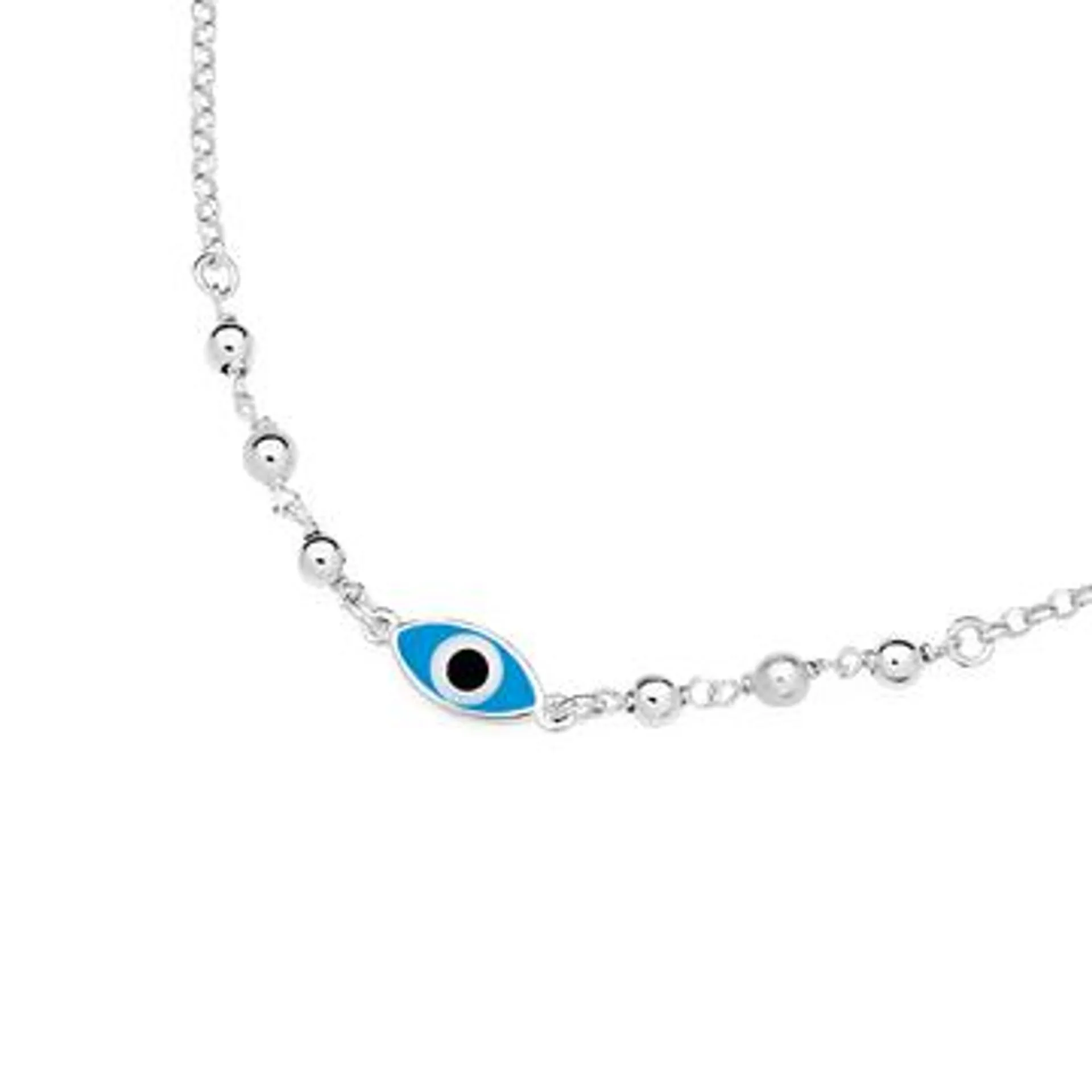 Silver Single Blue Evil Eye Bracelet