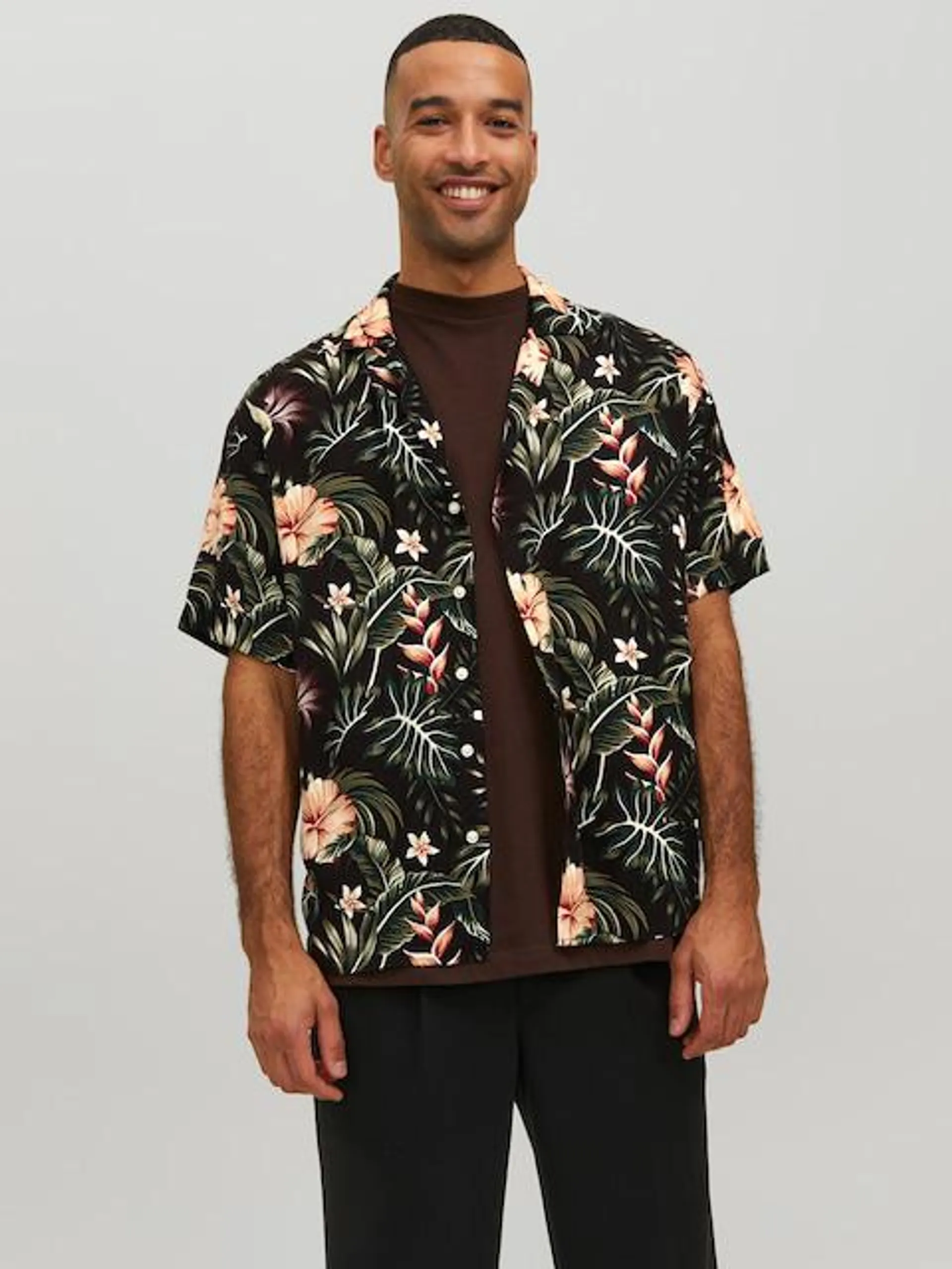 JACK AND JONES Jeff Resort Floral Shirt In Black