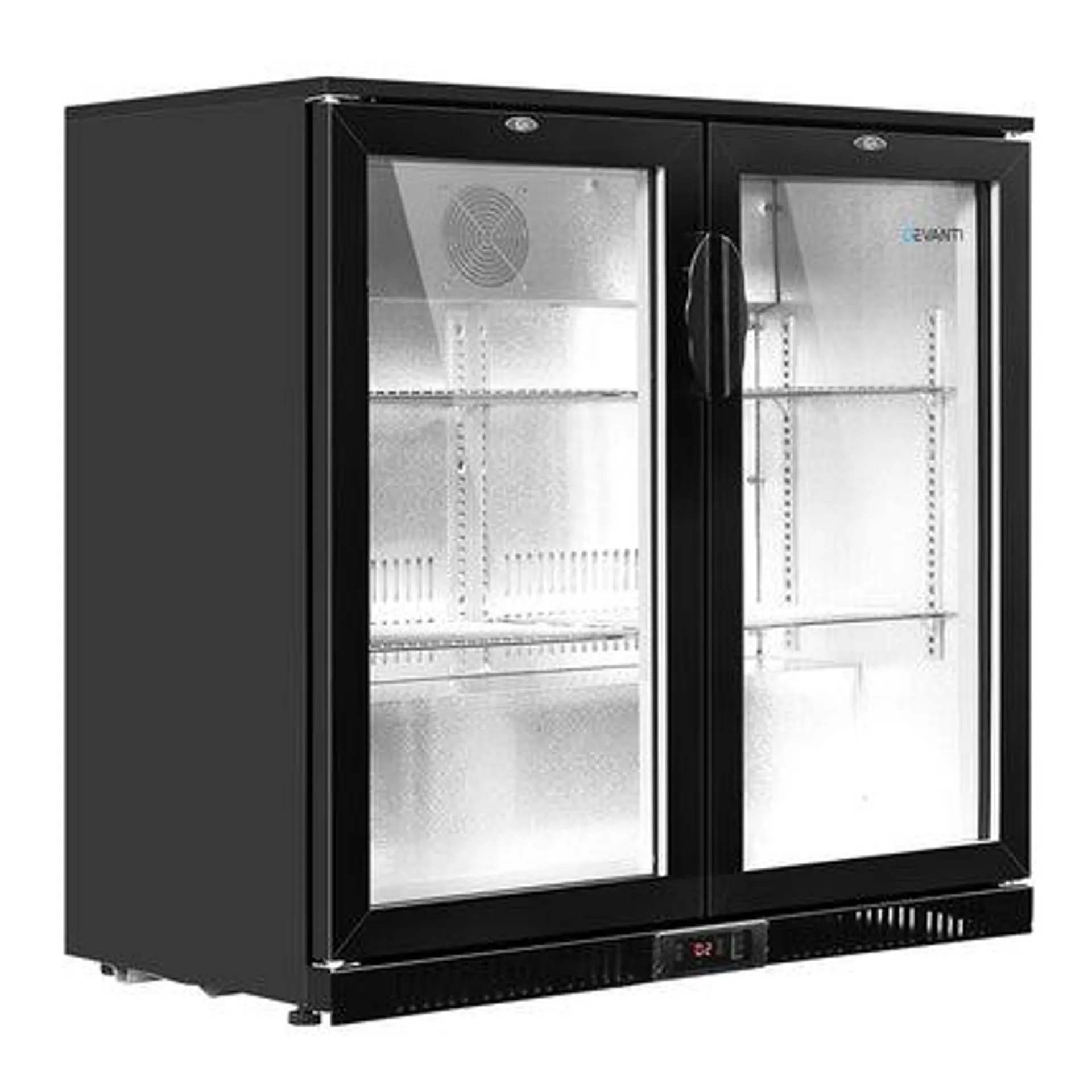 Bar Fridge 2 Glass Door Commercial Display Freeer Drink Beverage Cooler Black