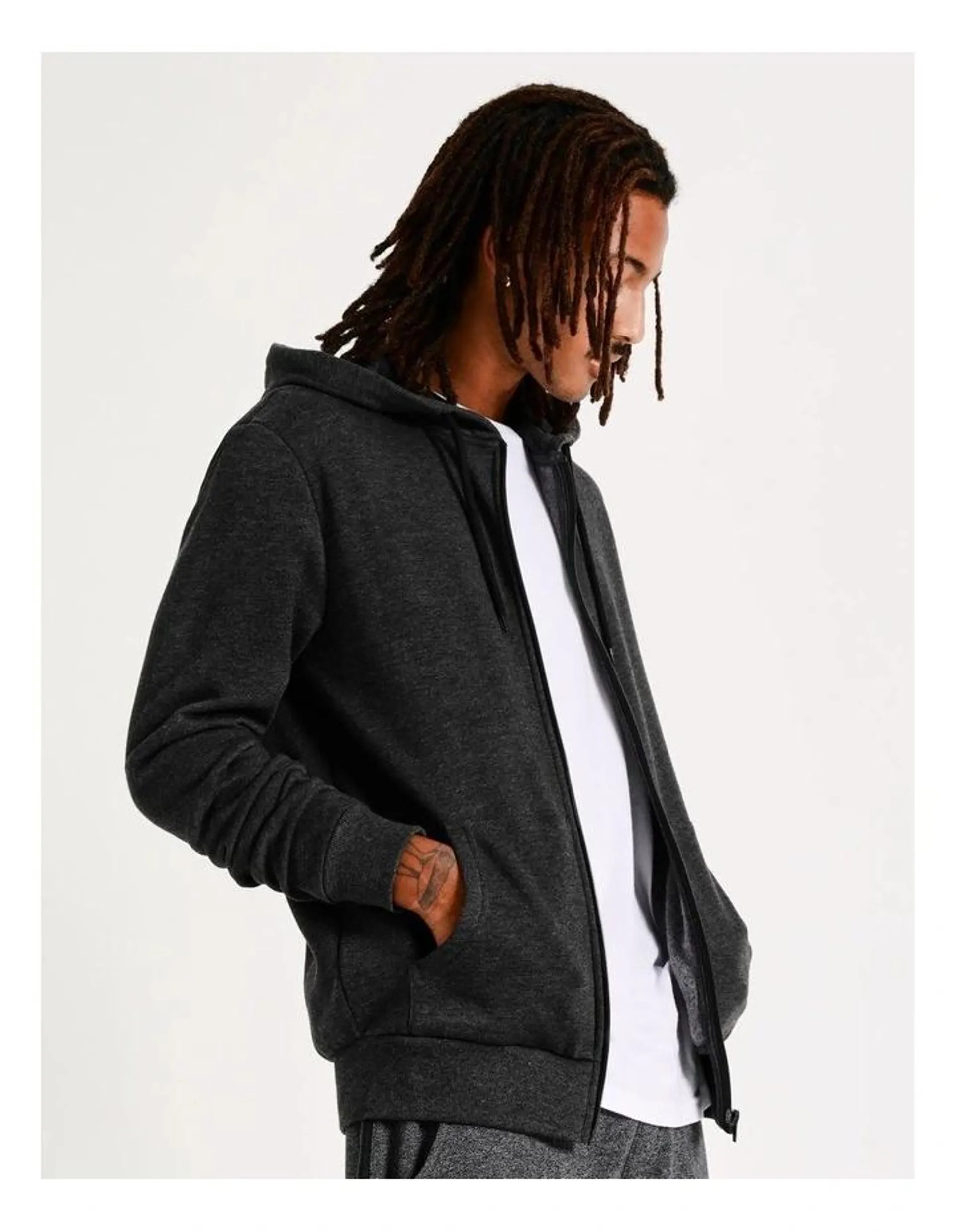 Mitchell Zip Thru Hoodie Charcoal