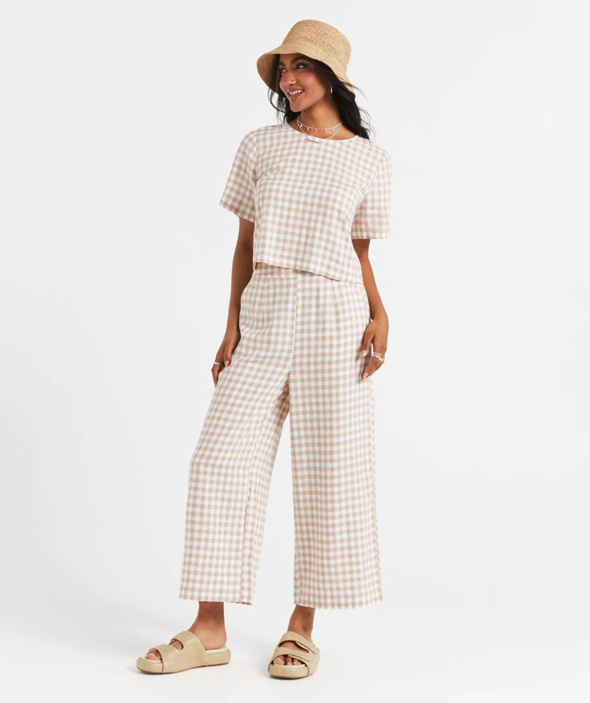 THE EUROPEAN LINEN BLEND GINGHAM CULOTTE