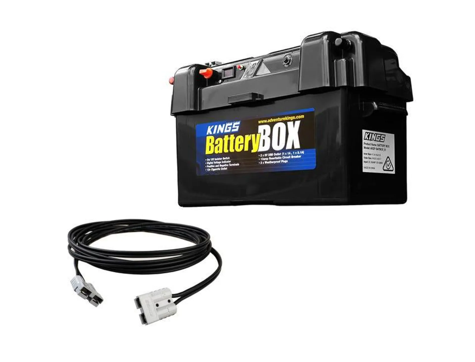 Kings Maxi Battery Box + 6m Lead For Solar Panel Extension